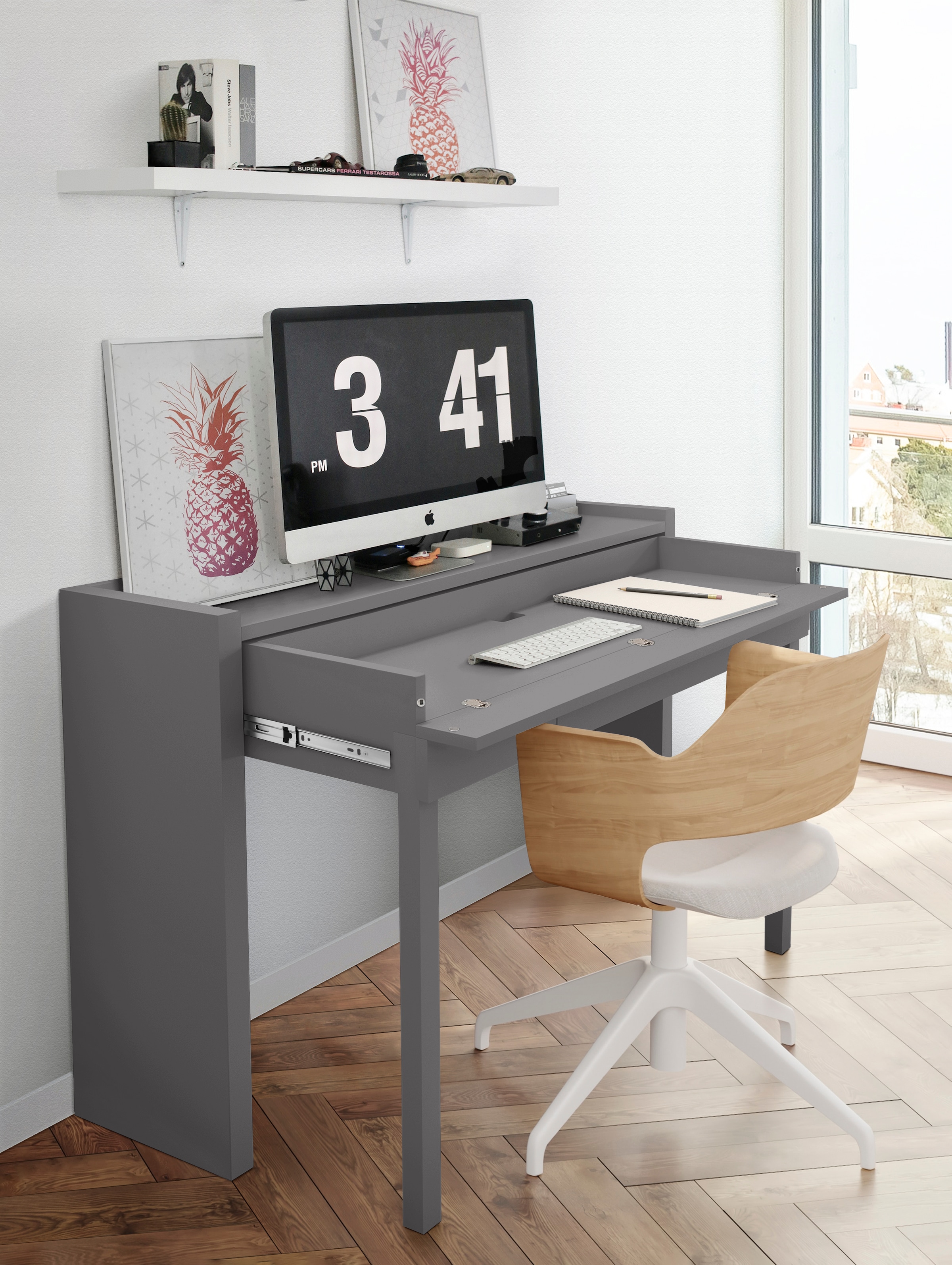 Home praktisch Design, »Desk 16«, skandinavisches Office, auf Schreibtisch bestellen Raten Woodman ausziehbar