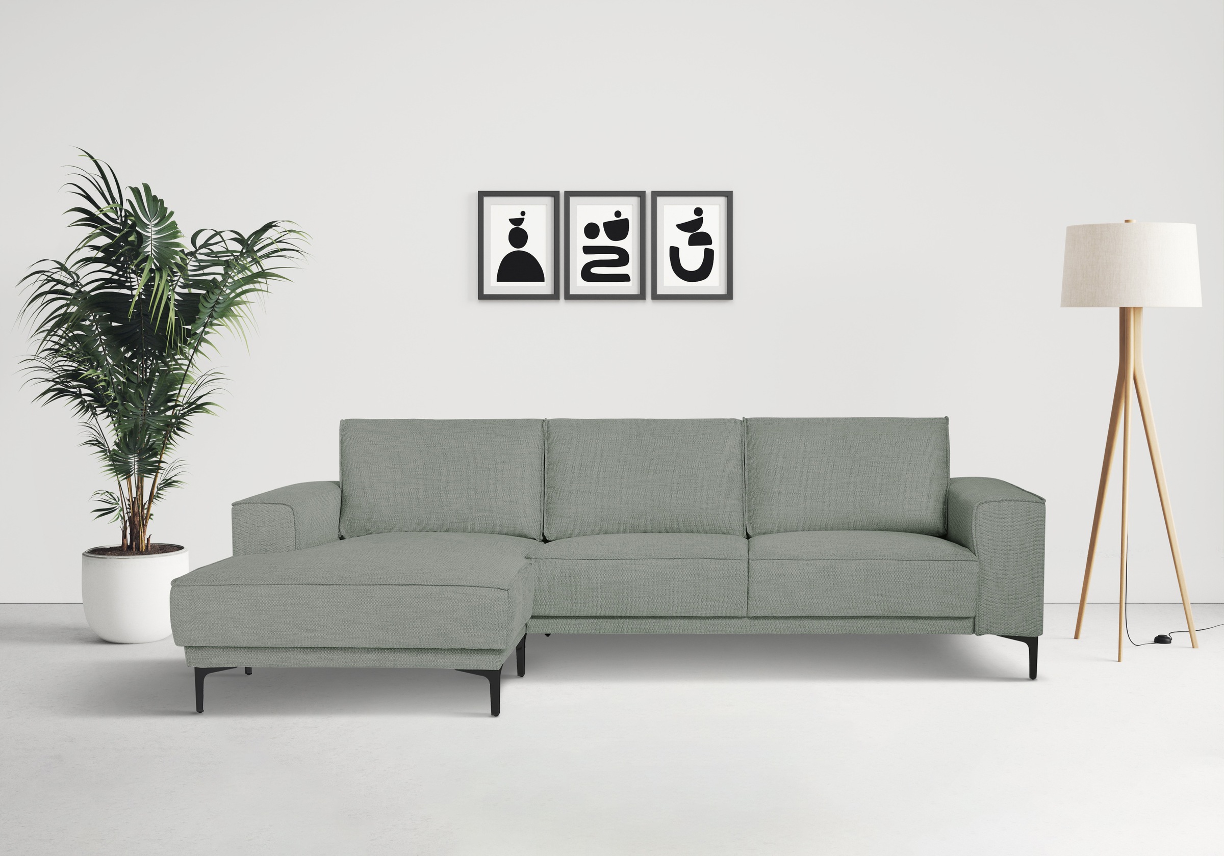 Places of Style Ecksofa »Polsterecke Oland, Struktur, Flachgewebe, Luxus-Mi günstig online kaufen