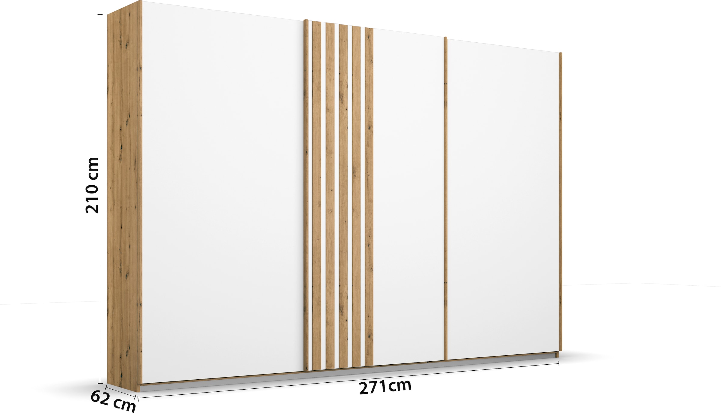 rauch Schwebetürenschrank »Kleiderschrank Schrank Garderobe MOSBACH«, moderne Lamellen-Auflage in 3D Akustikpaneel Optik MADE IN GERMANY