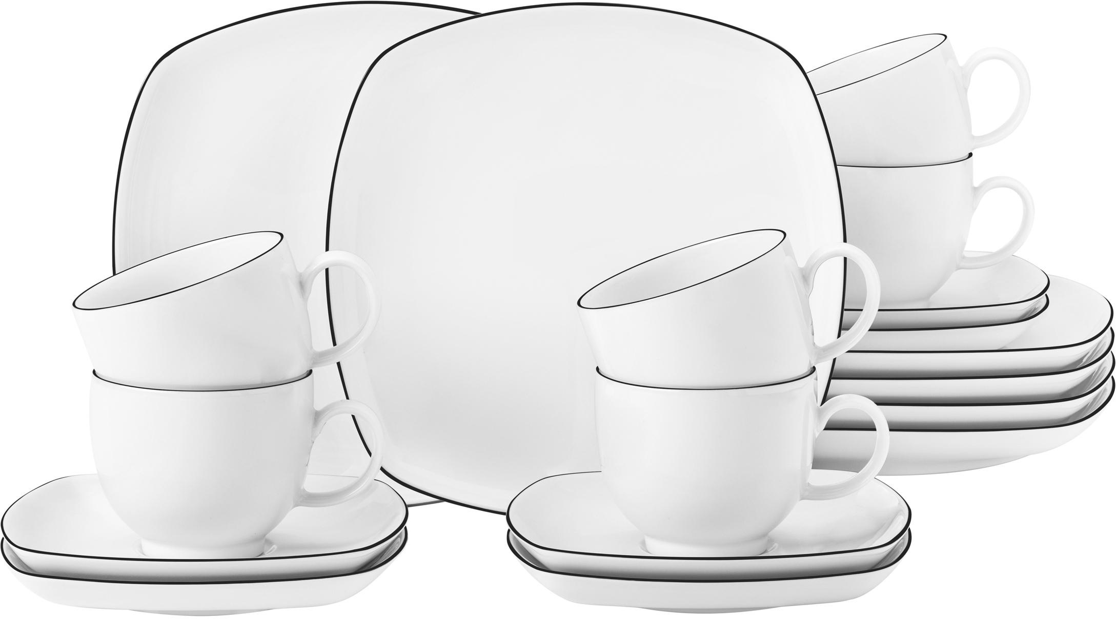 Seltmann Weiden Kaffeeservice »Geschirr-Set, Service Lido Black Line« Tasse günstig online kaufen