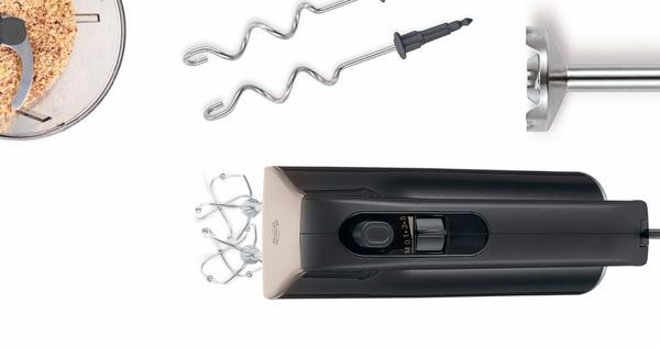 BOSCH Handmixer »HomeProfessional MFQ4885DE, 2x Edelst. Besen, 1x Knethaken, schwarz«, 575 W, 5 Stufen, Turbostufe, Zerkleinerer, Mixfuß, Mixbecher, Made in Europe