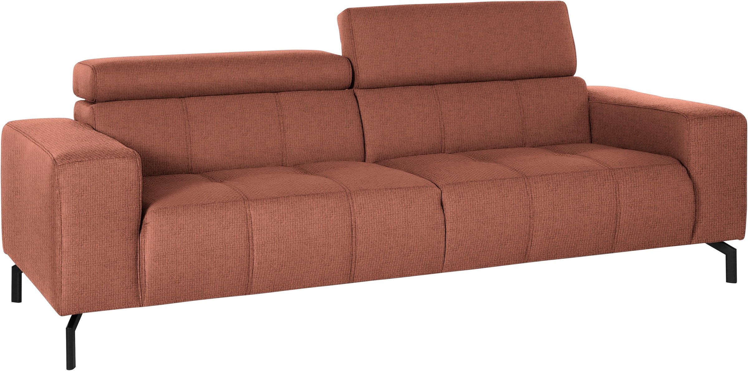DOMO collection 2,5-Sitzer »Cunelli zeitlos und elegant, moderne Sitznähte als Designelement,«, wahlweise mit 6-fach verstellbaren Kopfteilen, fester Sitzkomfort