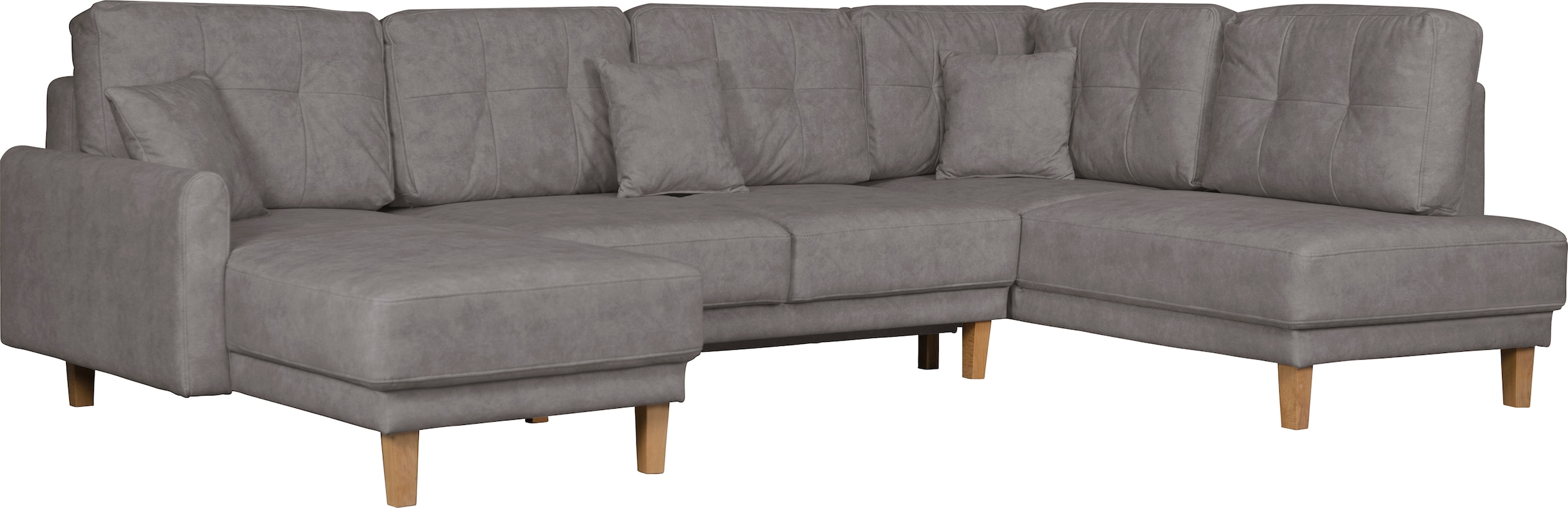 Home affaire Wohnlandschaft »TRIPLO U-Form wahlweise mit Schlaffunktion, B/T/H: 310/192/90 cm«, Schlafsofa, auch mit Bettkasten, Steppung im Rückenkissen