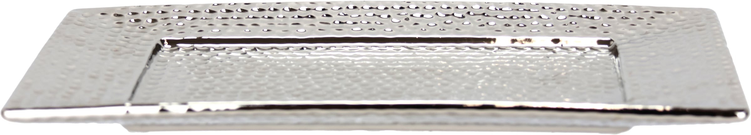 I.GE.A. Dekotablett »Keramik-Schale«, (1 St.), eckig Dekoschale silber Tablett Weihnachtsdeko Deko Advents-Tablett