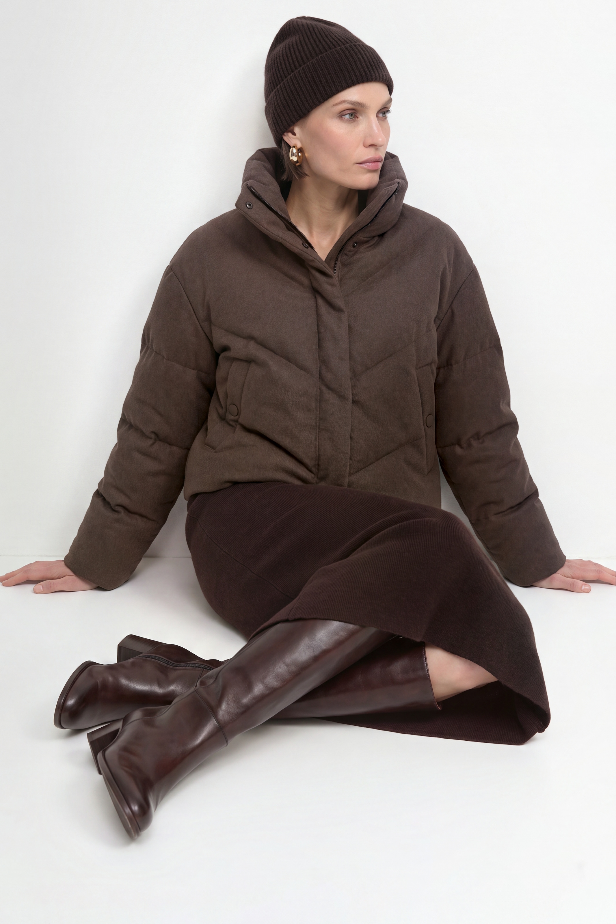 RICHROYAL Steppjacke ohne Kapuze aus Woll-Mix, Regular fit mit Stehkragen