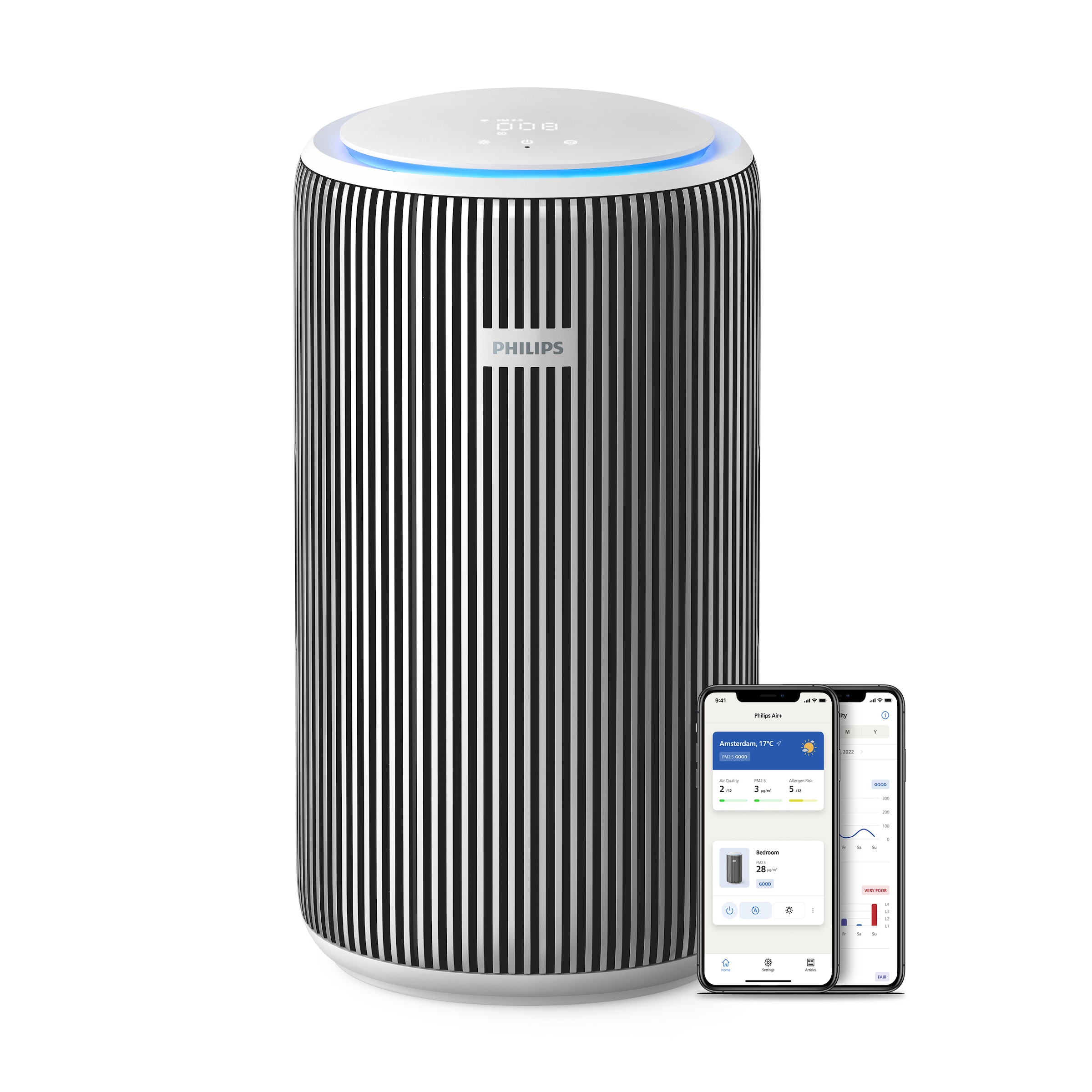 Philips Luftreiniger "PureProtect 3200 Series, Luftreinigungsrate (CADR) 520 m³/h", weiß (silber, arktisweiß)