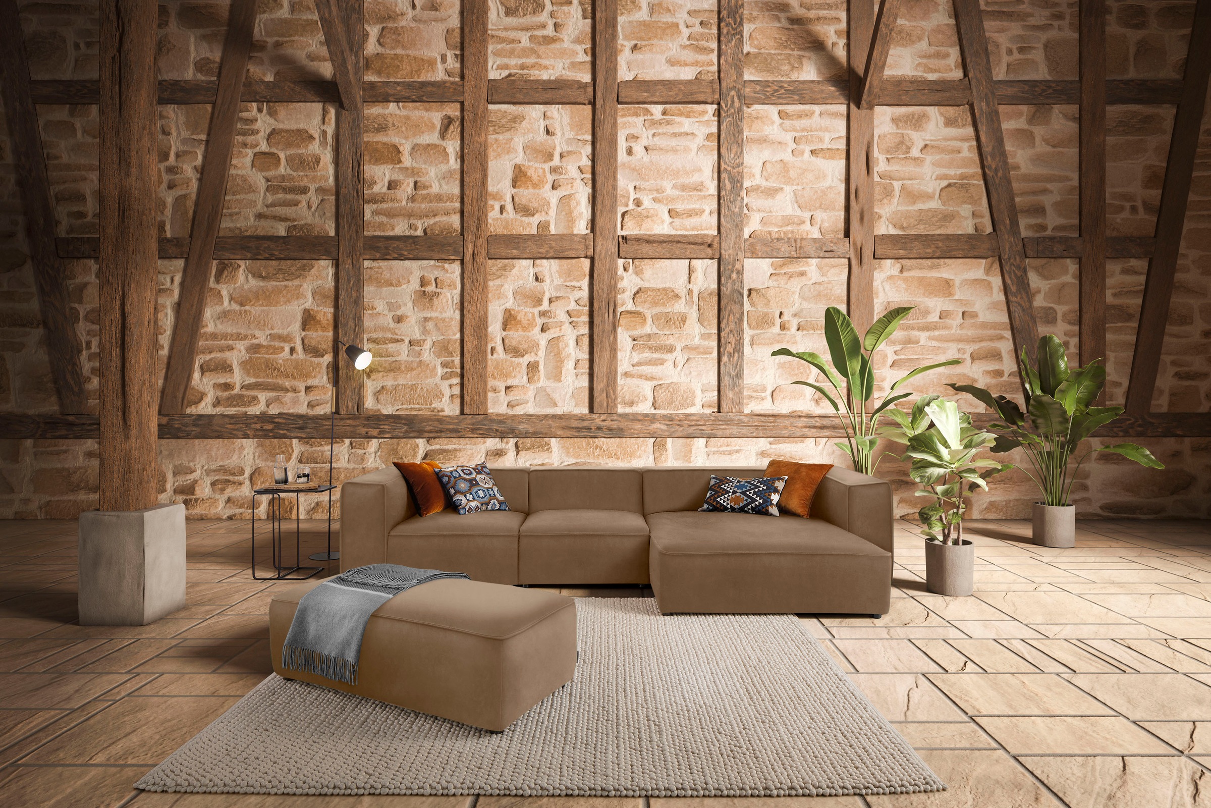 W.SCHILLIG Ecksofa »around-the-block«, mit eleganter Biese, mit Federkern, günstig online kaufen