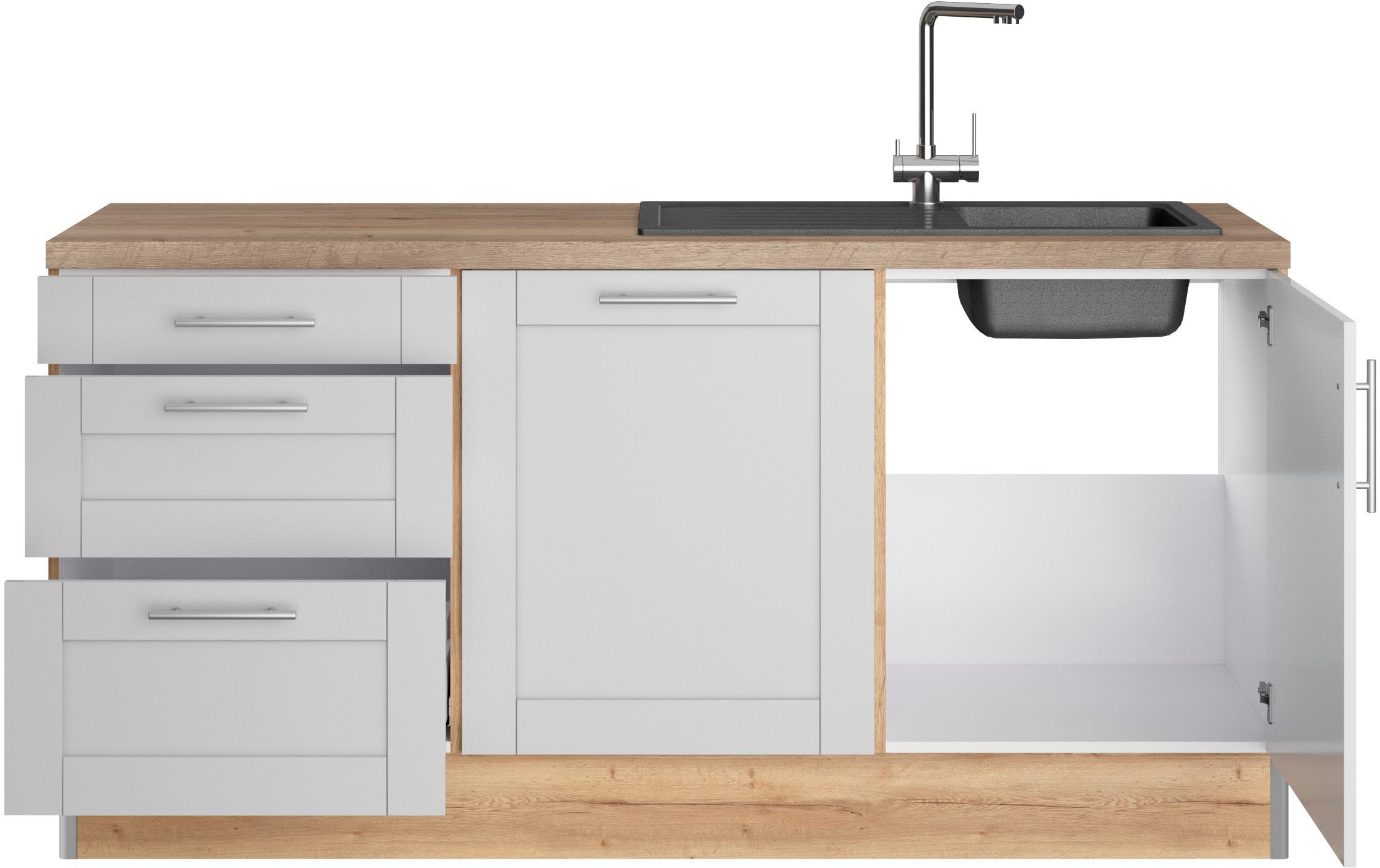 OPTIFIT Küche »Ahus«, 180 cm breit, ohne E-Geräte, Soft Close Funktion, MDF Fronten