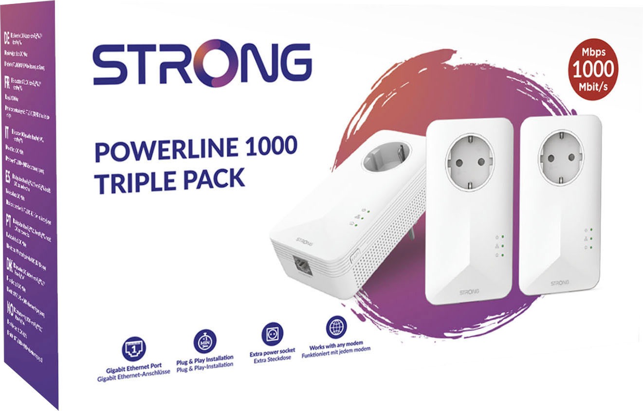 Strong Reichweitenverstärker »Powerline MINI 1000 Mbit/s Set (3 Einheiten)«, (3 St.)