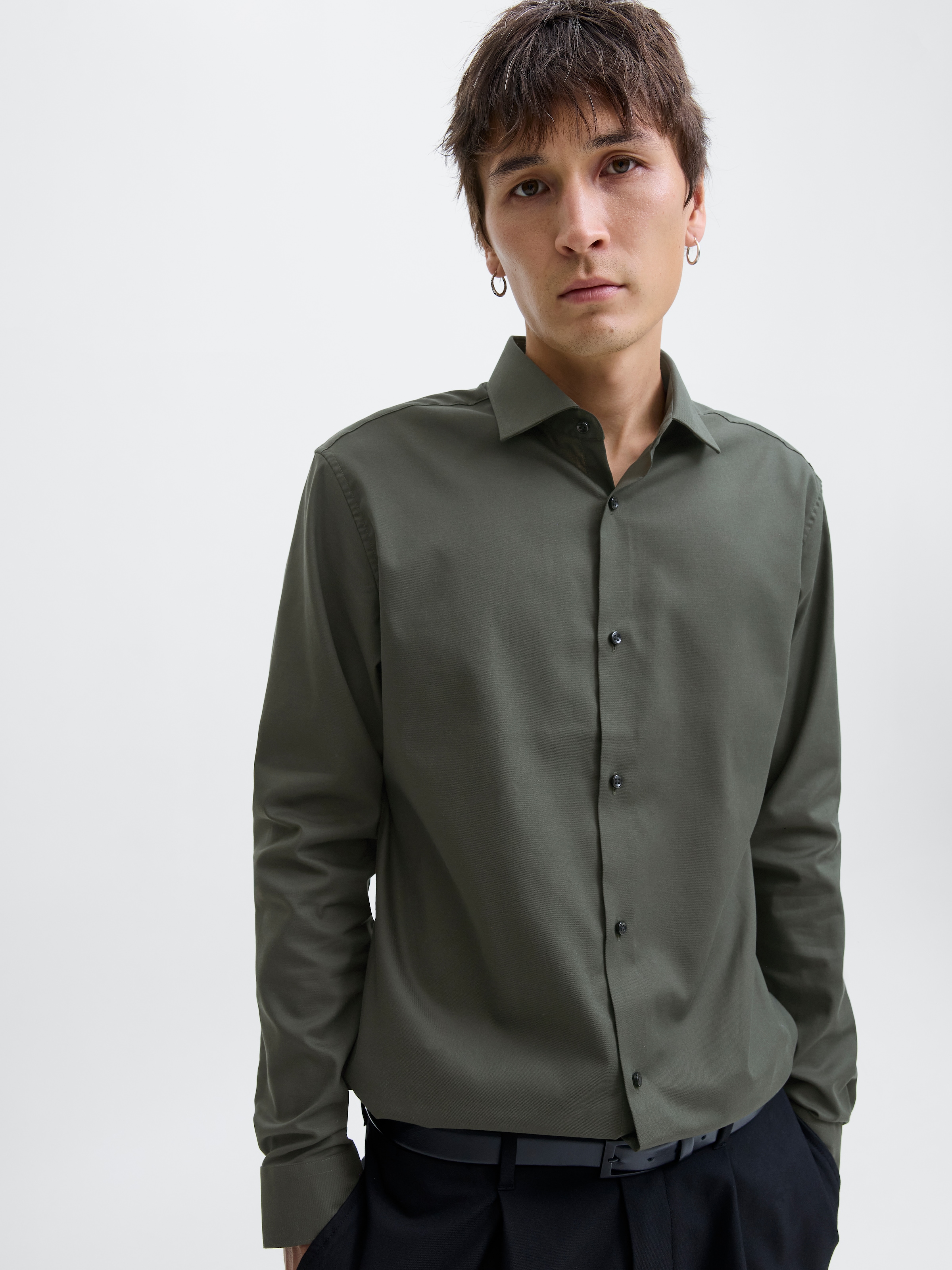 Jack & Jones Langarmhemd »JPRBLAPARKER Slim Fit Hemd, atmungsaktiv, ideal für den Alltag«, unifarben, modisch, slim fit, Baumwolle, Hemdkragen