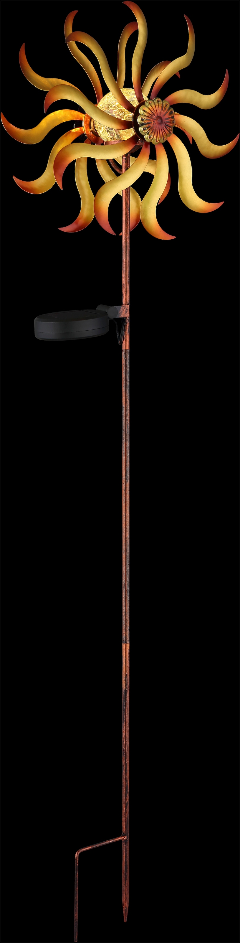 GLOBO LIGHTING LED Solarleuchte »SOLARLEUCHTE METALL GOLDFARBEN PATINIERT, 1XLED« LED-Modul 1 Stk. Warmweiß Solar Garten Terrasse Außenbeleuchtung Dekoleuchten