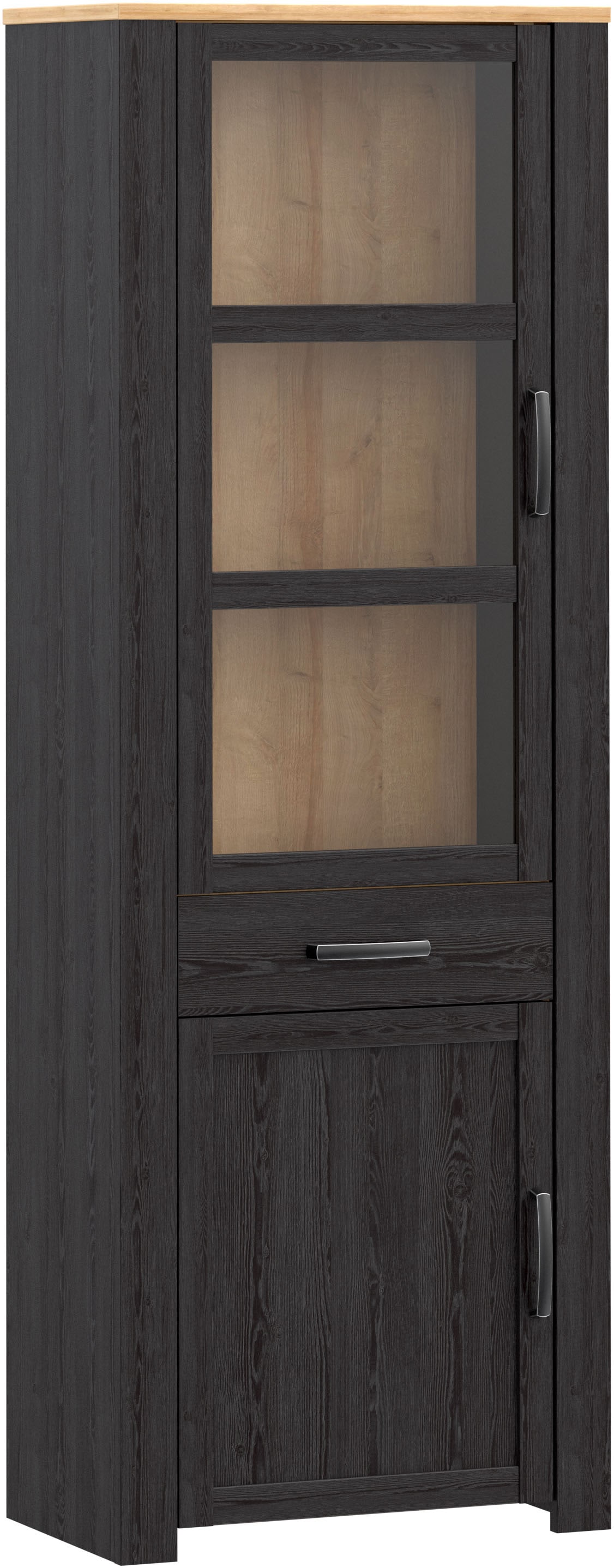 FORTE Highboard »Bohol, Vitrine, 1 Glastüre,1 SK, 1 Türe« B/H/T 71,7/205,4/42 cm Beleuchtung optional bestellbar