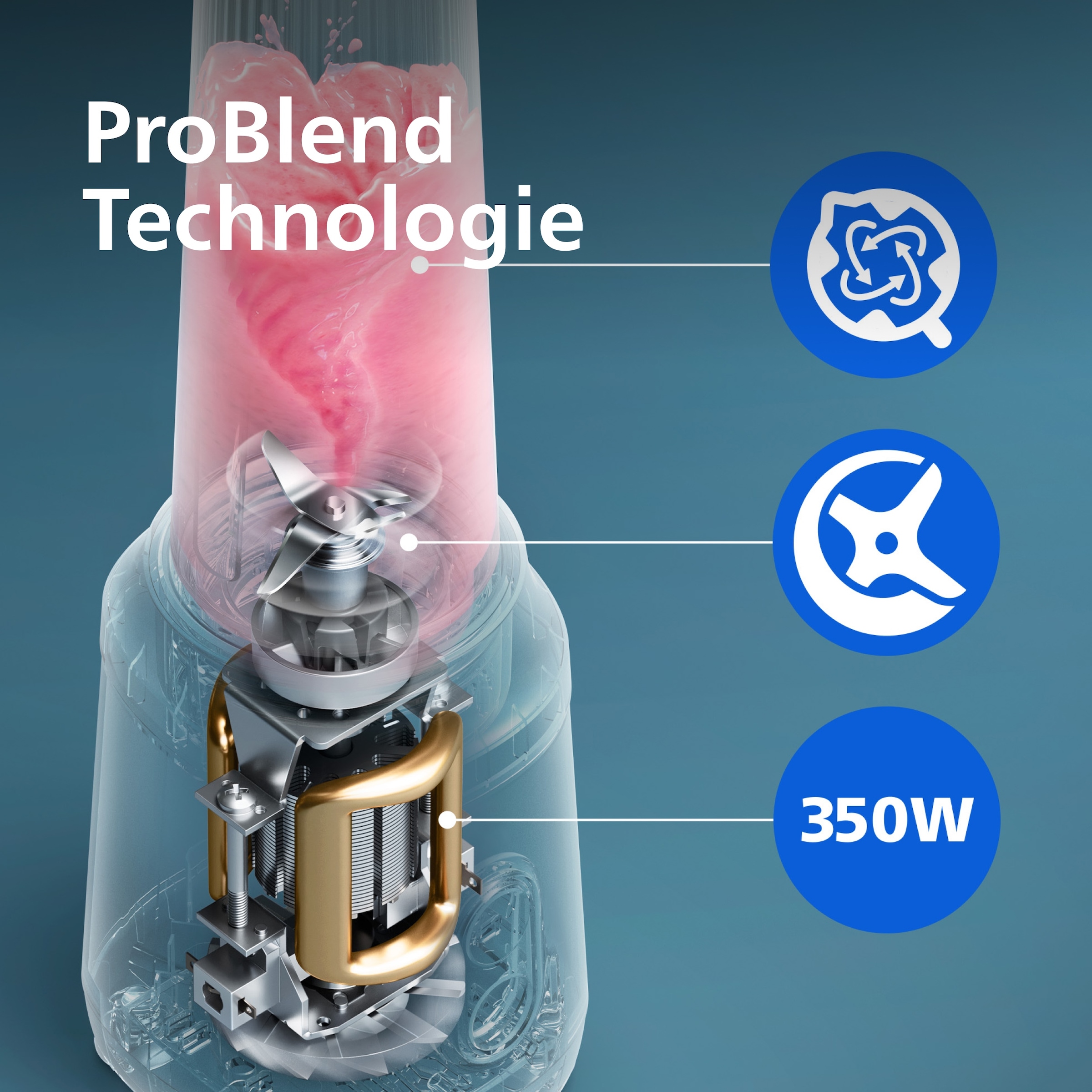 Philips Standmixer »HR2760/00 mit ProBlend-Technologie« 350 W Blend & Go-Trinkbecher, 2 Geschwindigkeitsstufen, Schwarz