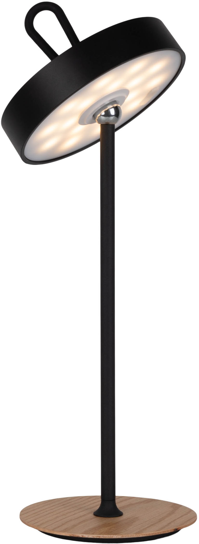 my home LED Tischleuchte »Charmont mit Holzfuß, abnehmbares Kopfteil als Hängeleuchte verwendbar« LED-Modul 1 Stk. Warmweiß aufladbar, inkl Akku + USB Kabel, Kopfteil magnetisch, abnehmbar, Holz