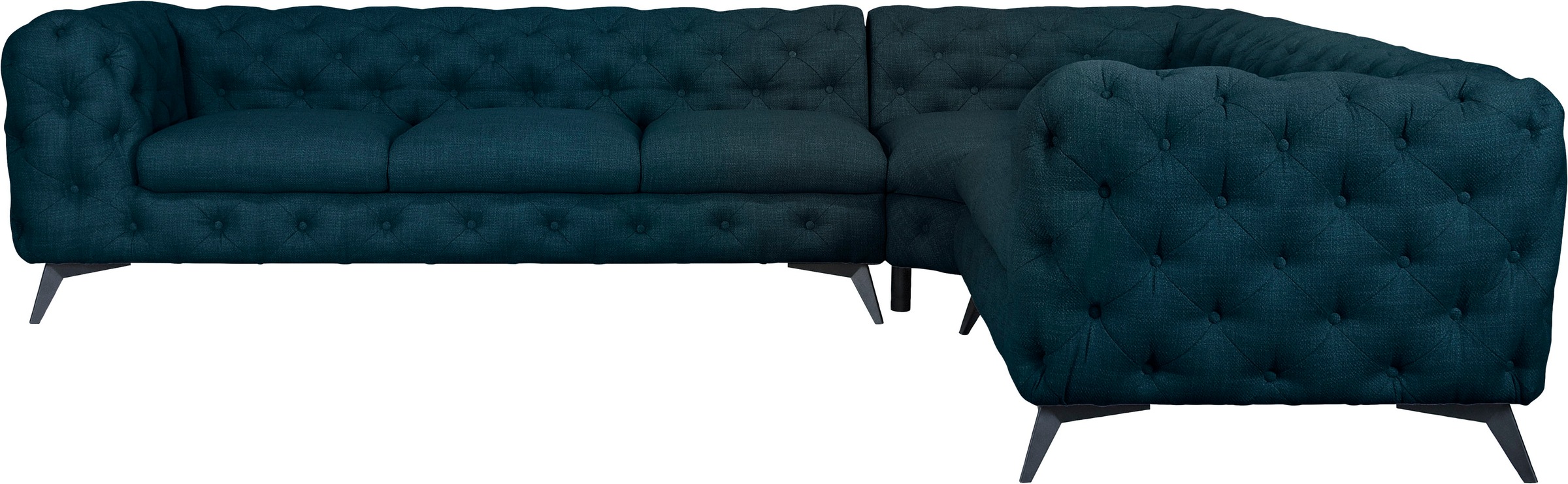 Leonique Chesterfield-Sofa »Ecksofa GLYNIS L-Form mit Wellenunterfederung, günstig online kaufen