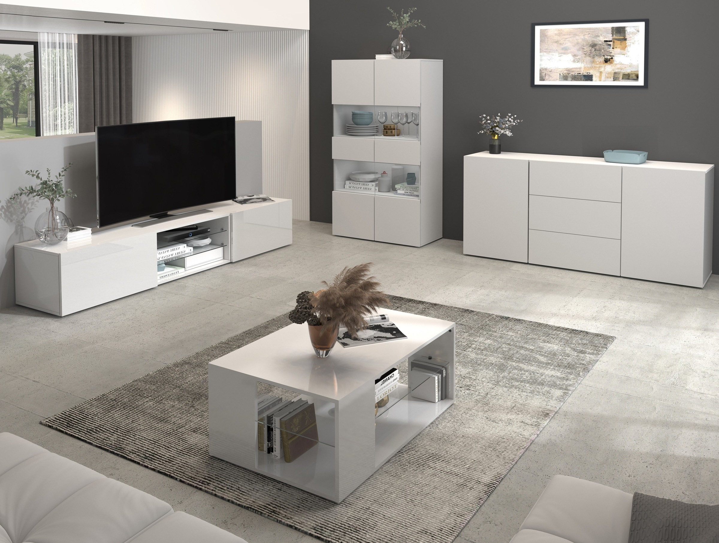 INOSIGN Sideboard »Egypt, Kommode, Schrank, Kredenz, grifflos«, 2 Türen, 3 Schubkästen, kompl. Hochglanz lackiert Breite 160