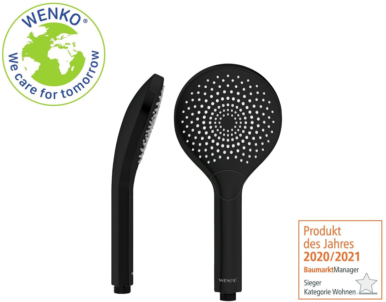 WENKO Handbrause »Watersaving« wassersparender Duschkopf, 3 Strahlarten, Ø 12 cm