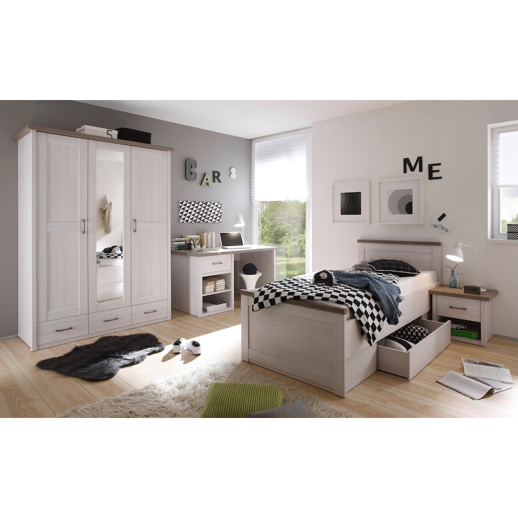 Begabino Jugendzimmer-Set »Luca, TOPSELLER Möbel-Set komplett Zimmer«, (Set, 4 St., Bett, Nachttisch, Kleiderschrank und Schreibtisch), komplettes Möbel Set im Landhaus Style