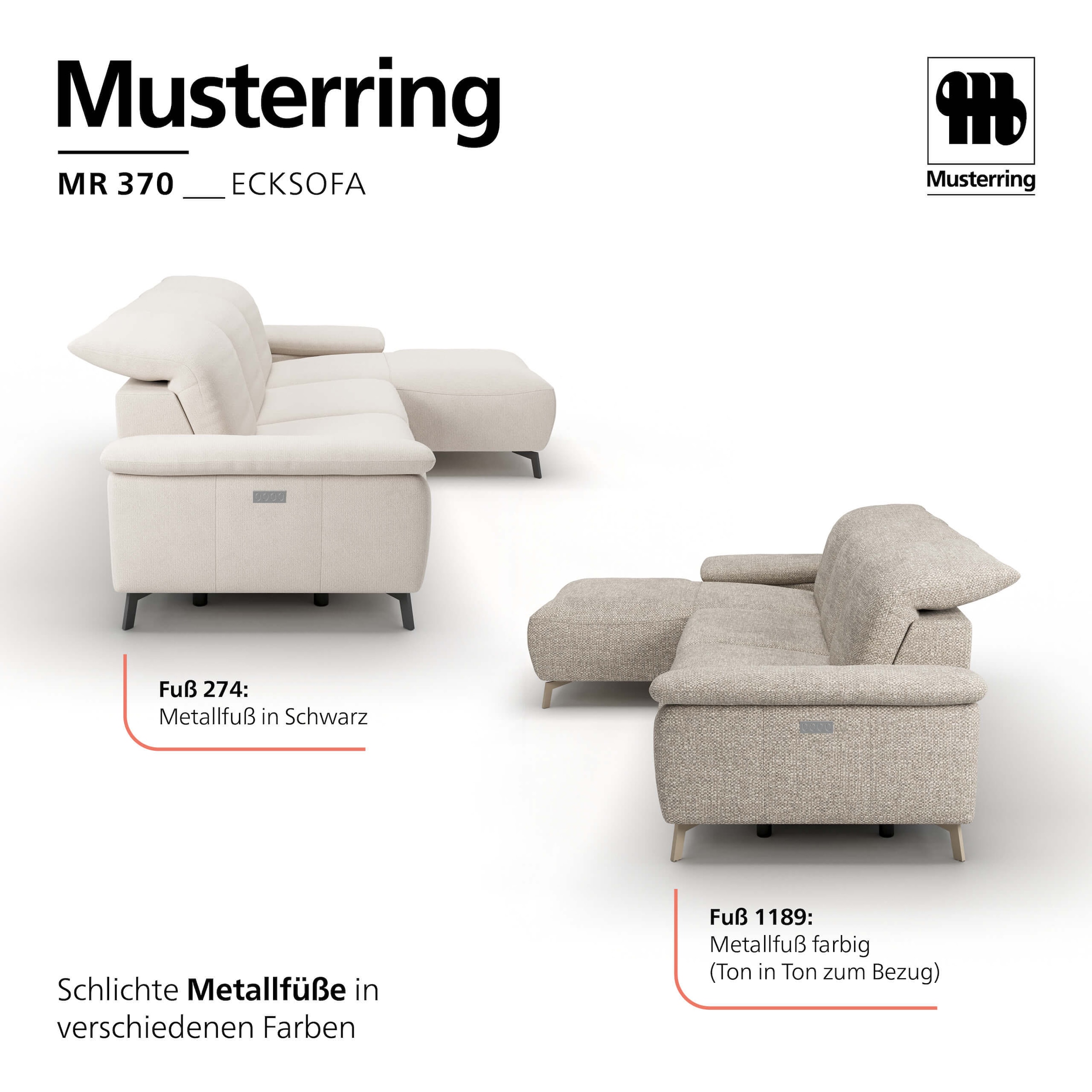 Musterring Ecksofa »MR 370, intelligenter Komfort im modernen Design« Optionale Relaxfunktion, flexible Kopfteile & klappbare Armlehnen