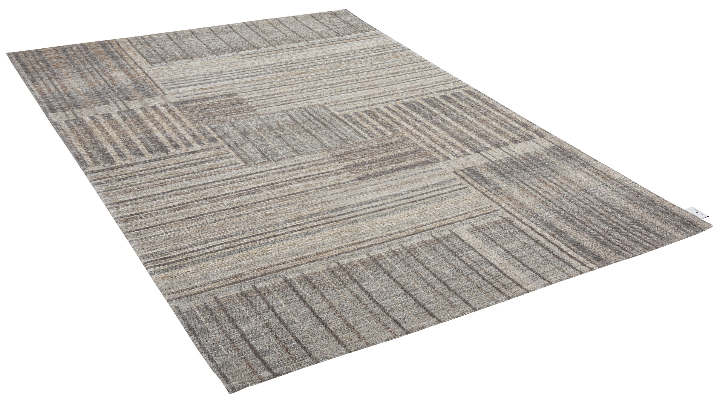 TOM TAILOR Teppich »Stripy Pat«, rechteckig, 5 mm Höhe, Flachgewebe, modernes Patchworkdesign, gestreift, Chenille, Wohnzimmer