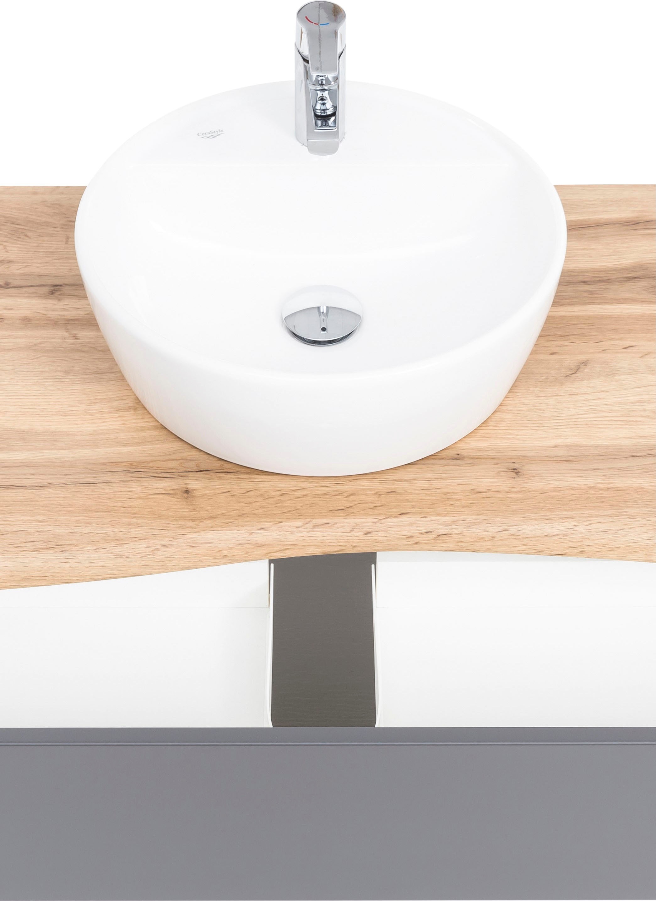 HELD MÖBEL Waschbeckenschrank »Stubach«, Abdeckplatte mit Baumkante online  bestellen | Unterschränke