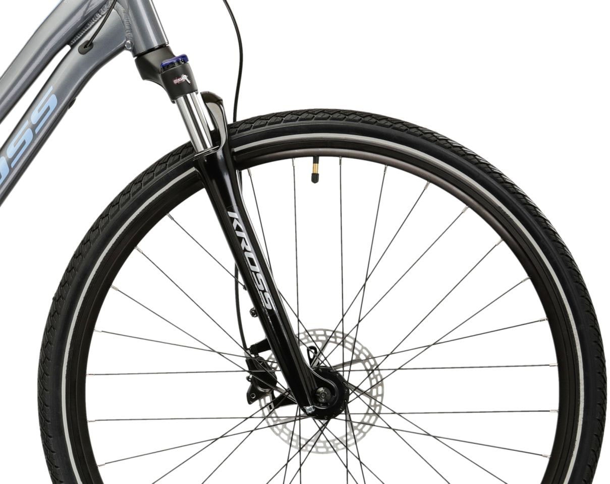 Kross Crossrad »Crossrad Damen 28" Evado 5.0 grau 18 Gänge« 18 Gang Shimano CUES U3020 Schaltwerk Kettenschaltung