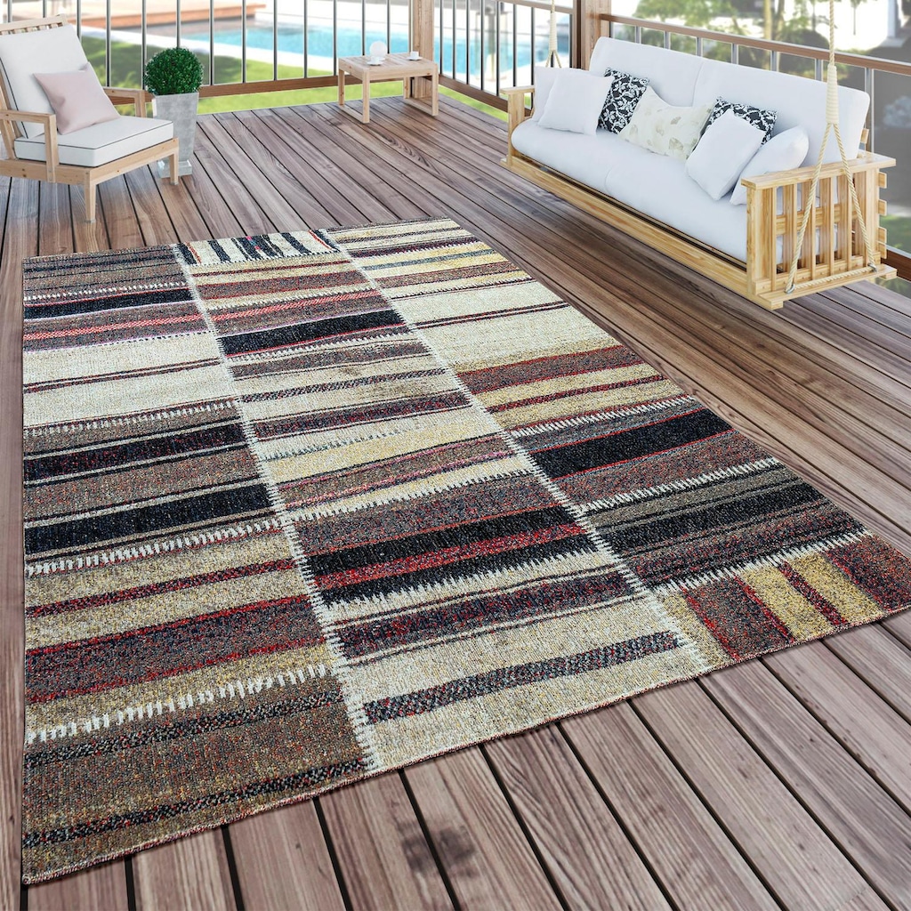 Paco Home Teppich »Artigo 400«, rechteckig, Kurzflor, Patchwork Design, In- und Outdoor geeignet, Wohnzimmer