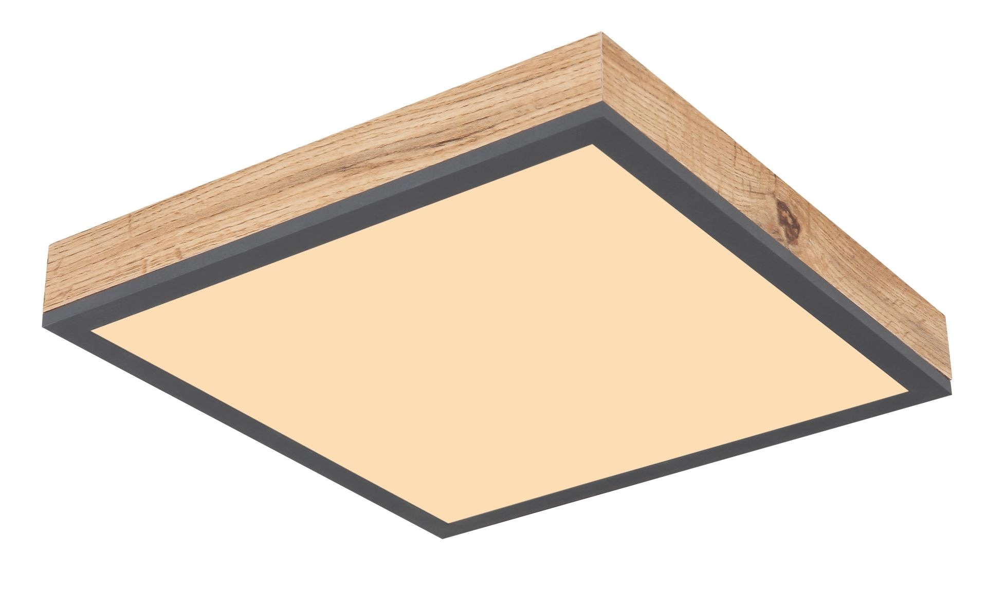GLOBO LIGHTING LED Deckenleuchte »DORO« LED-Modul 1 Stk. Warmweiß Quadratische Deckenlampe, 3000 Kelvin, Wohnzimmer, Holzoptik, Eiche