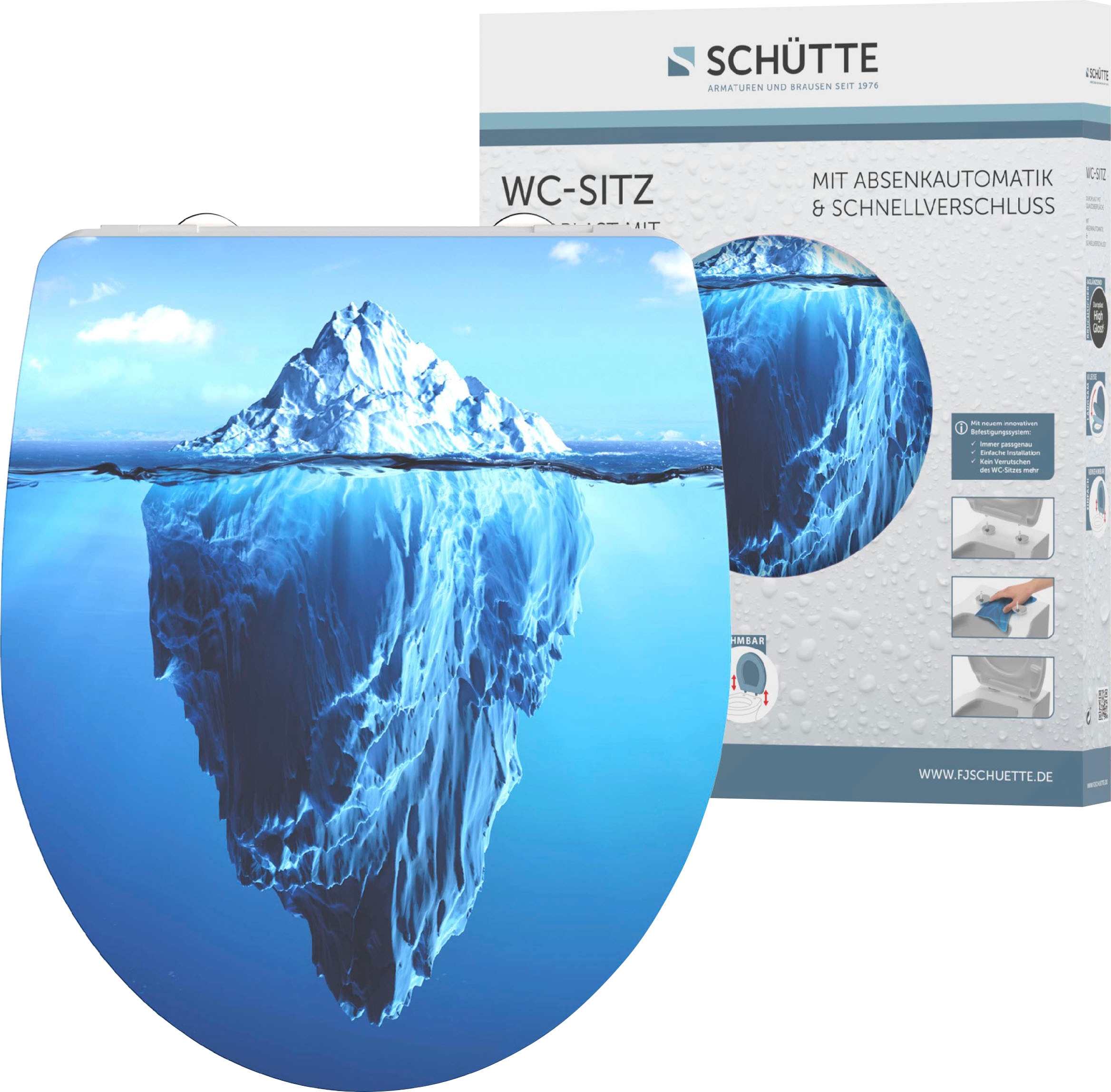 Schütte WC-Sitz »Iceberg«, Duroplast, mit Absenkautomatik und Schnellverschluss, High Gloss