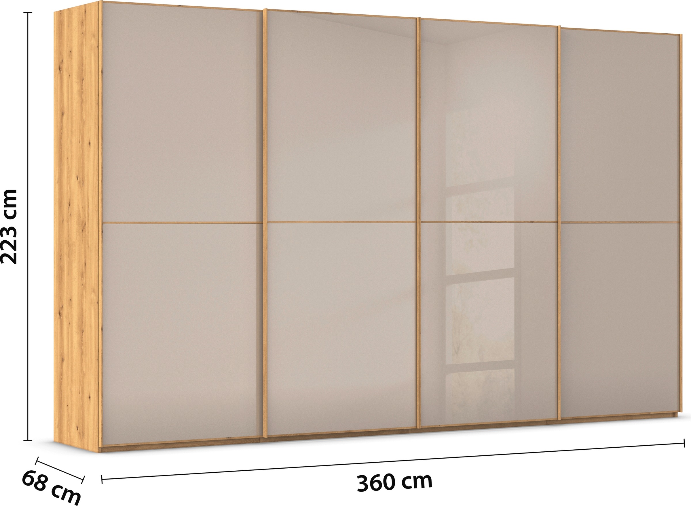 rauch Schwebetürenschrank »Kleiderschrank Schrank Garderobe Schlafzimmerschrank SCALE-DUO«, edle zweigeteilte Türen Glas-Front mit 3 Zierleisten MADE IN GERMANY