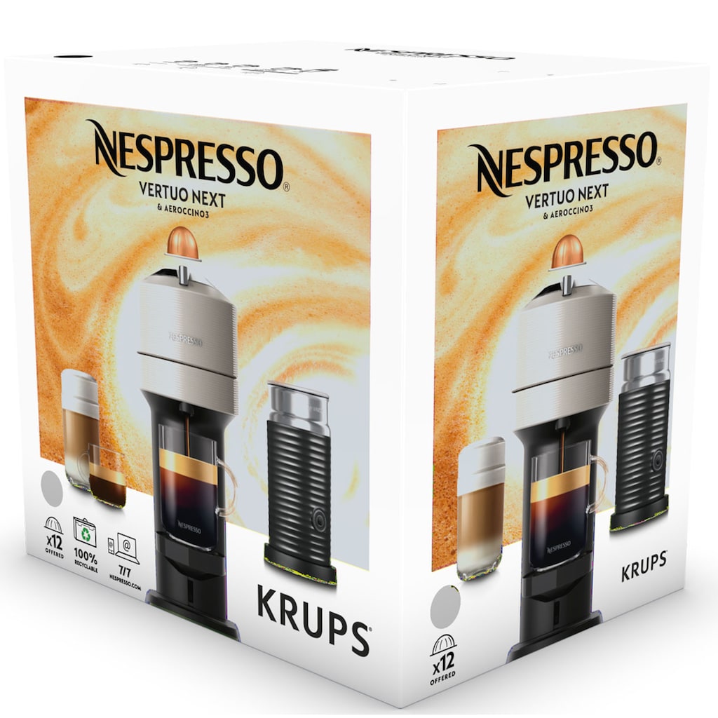Nespresso Kapselmaschine »XN911B Vertuo Next Bundle«, inkl. Aerroccino Milchaufschäumer, Willkommenspaket mit 12 Kapseln
