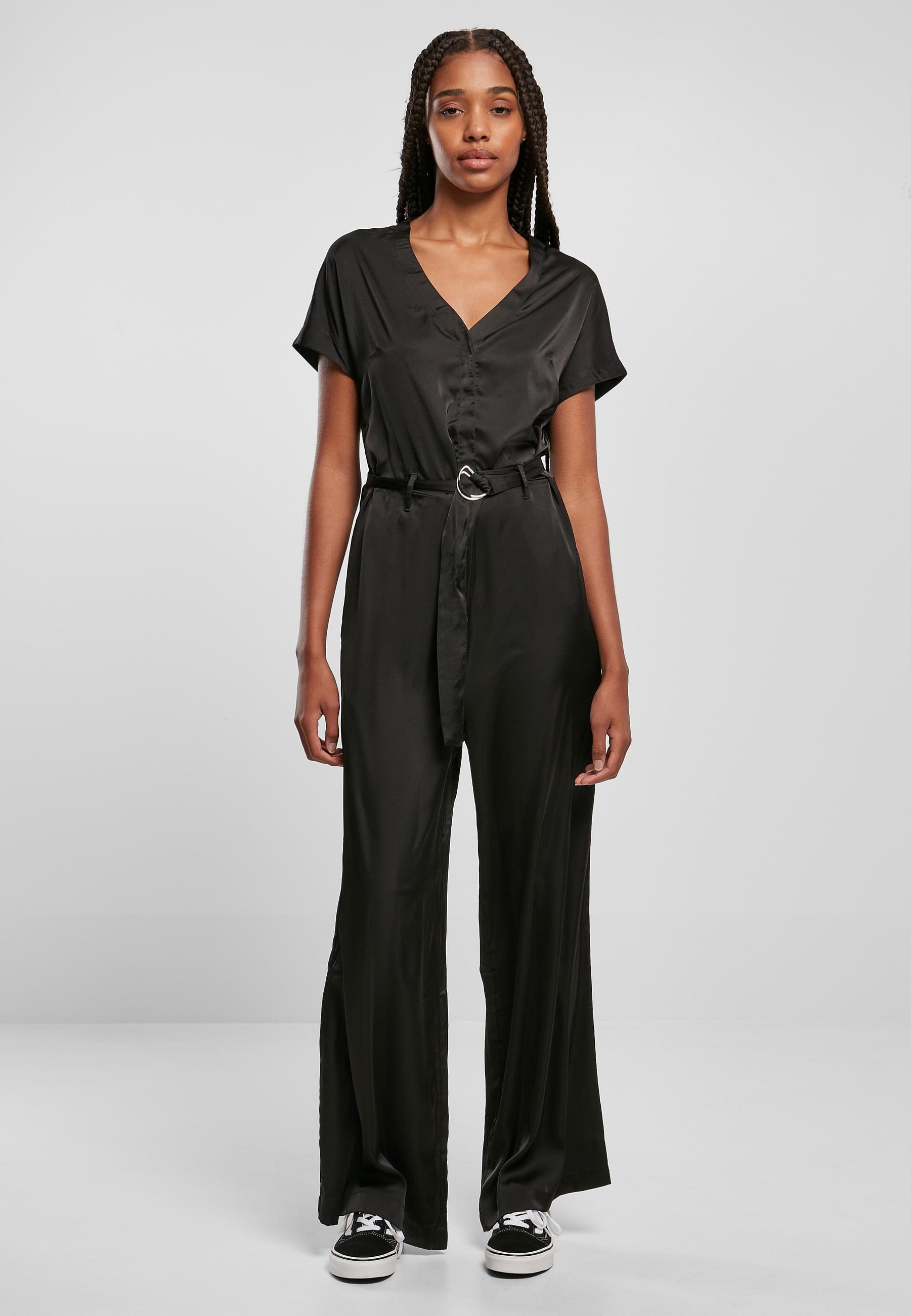 URBAN CLASSICS Jumpsuit »Urban Classics Damen Ladies Satin Wide Leg Belt Jumpsuit« 1 Stk.