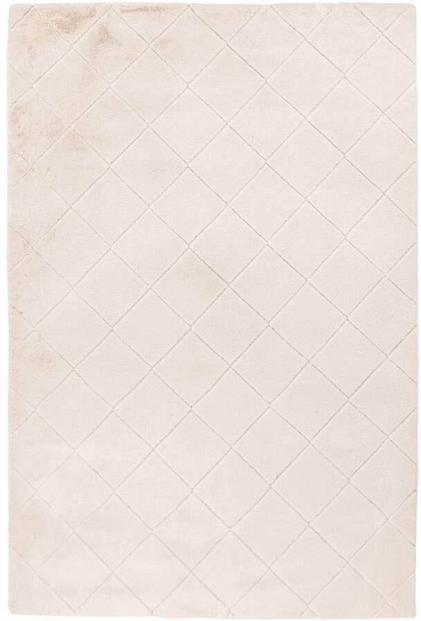 Carpet City Hochflor-Teppich »Moment«, rechteckig, 31 mm Höhe, besonders weich, Kaninchen Fell Haptik, 3D-Effekt, Rauten, Wohnzimmer