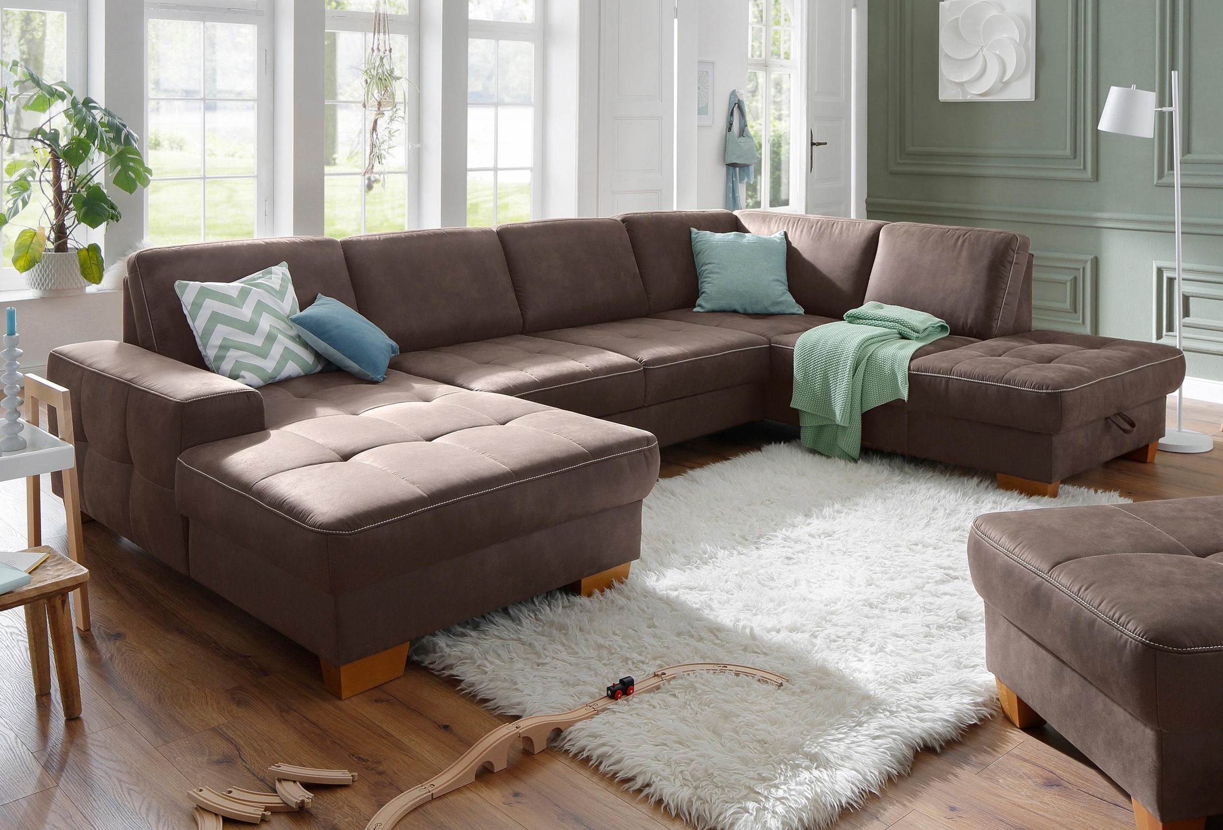 Home affaire Wohnlandschaft »Puccini U-Form« mit Federkern, Sitztiefenverst günstig online kaufen