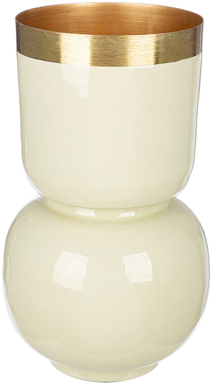 Tischvase GILDE "Vase Roro mit Goldrand", beige (creme), B:18cm H:31,5cm T:18cm Ø:18cm