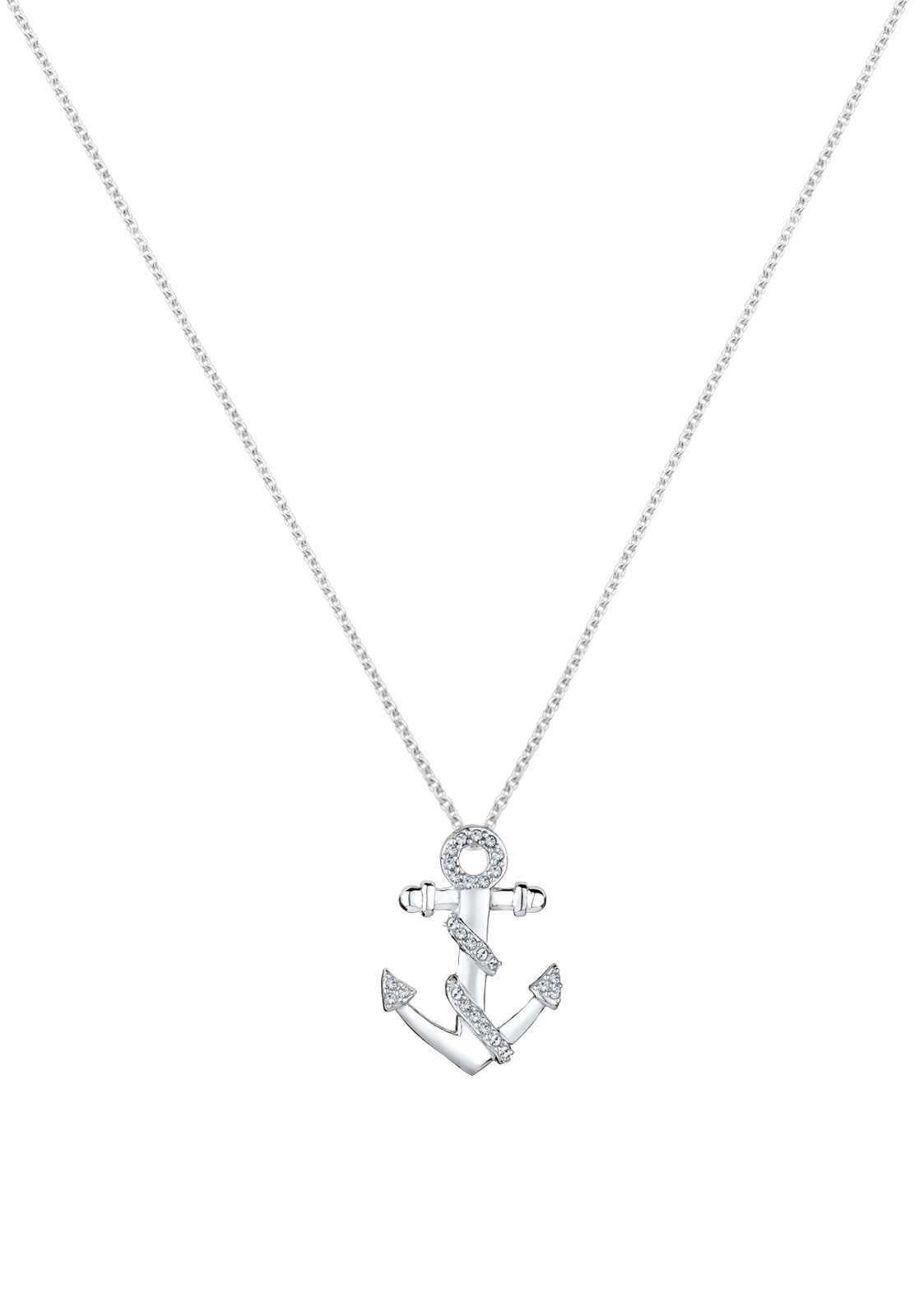 Elli Collierkettchen »Anker Glas Kristalle Weiß 925 Sterling Silber«