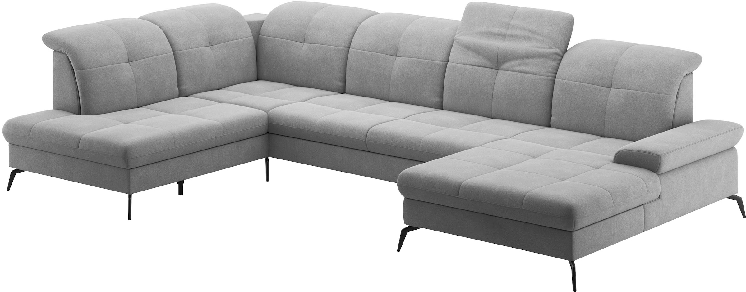 sit&more Wohnlandschaft »Amica, U-Form, inkl. Sitztiefenverstellung und Armteilverstellung«, wahlweise mit Kopfteilverstellung, Bettfunktion und Bettkasten