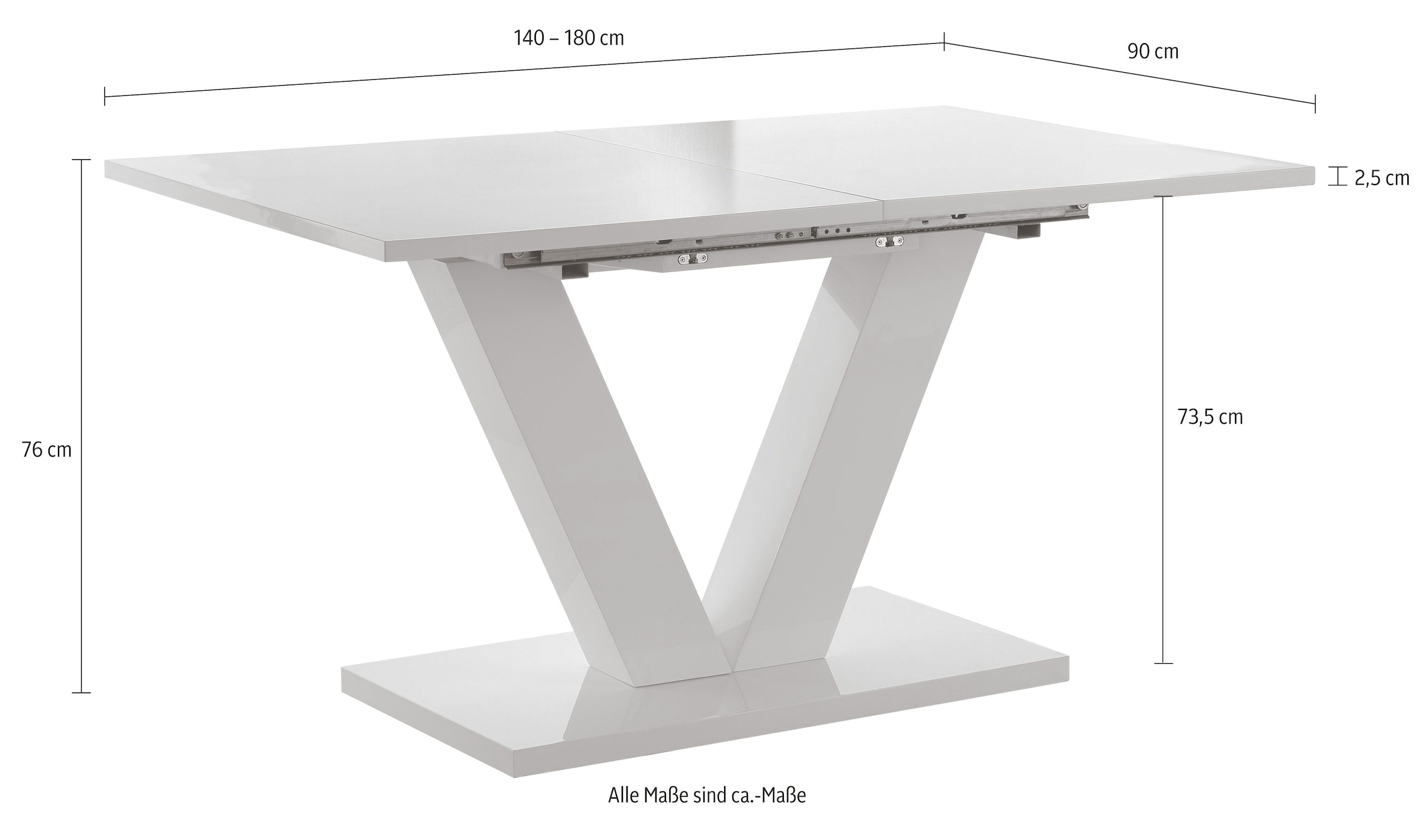 INOSIGN Esstisch »ausziehbar Andy, TOPSELLER!«, (Tisch, Esstisch), mit Auszugsfunktion, 2 Breiten (140-180 cm oder 180-220 cm)