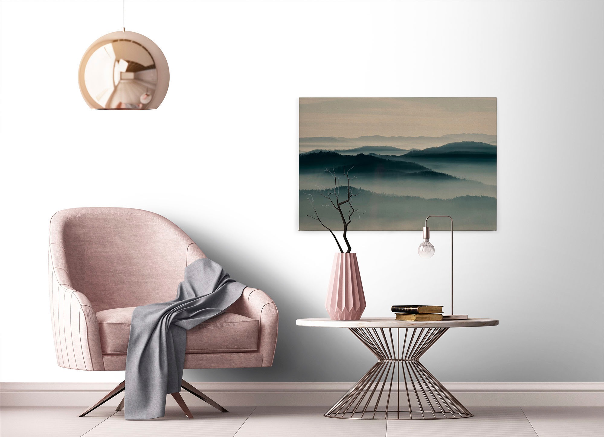 A.S. Création Leinwandbild »horizon«, Kunst-Landschaft-Kinder, (1 St.), Keilrahmen Landschaft Berge Gebirge Nebel Leinwand-Bild Wohnzimmer
