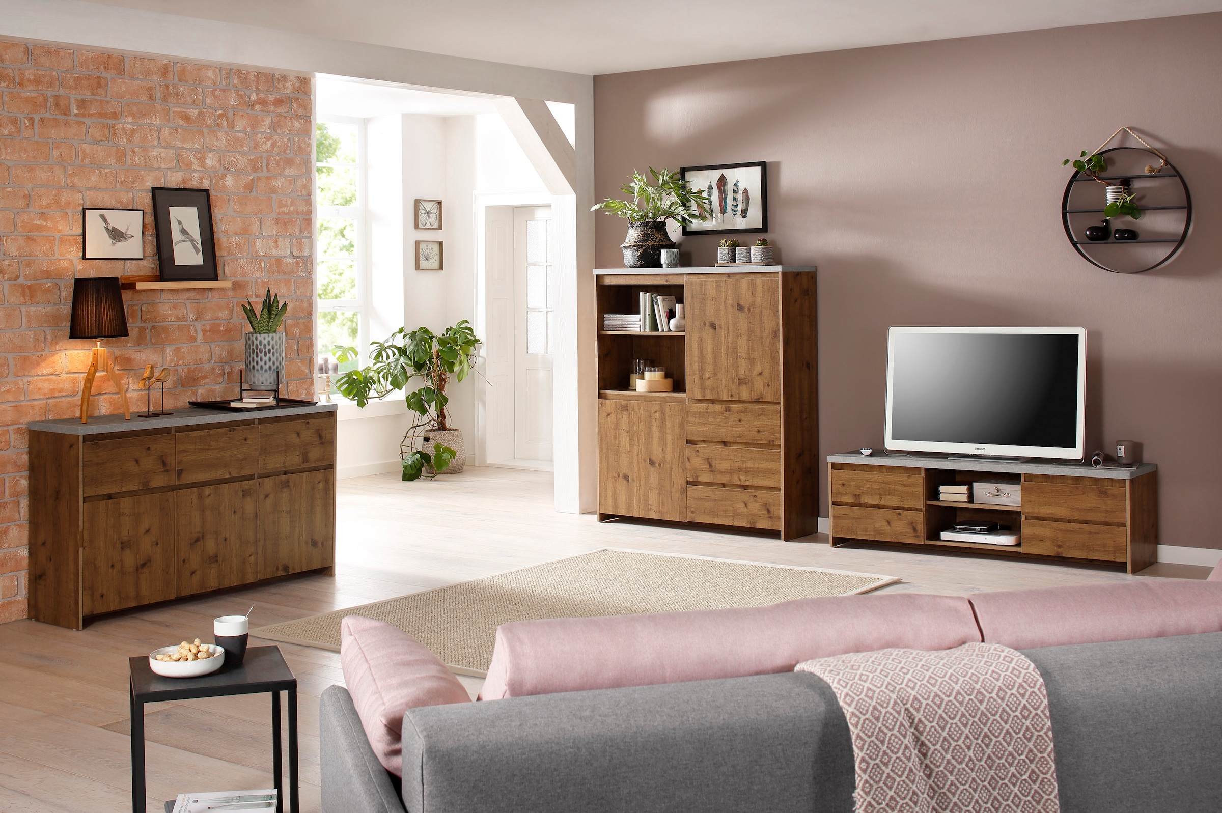 Home affaire Highboard »Maribo«, Stauraumschrank im modernen Landhaus-Stil, Breite 125 cm