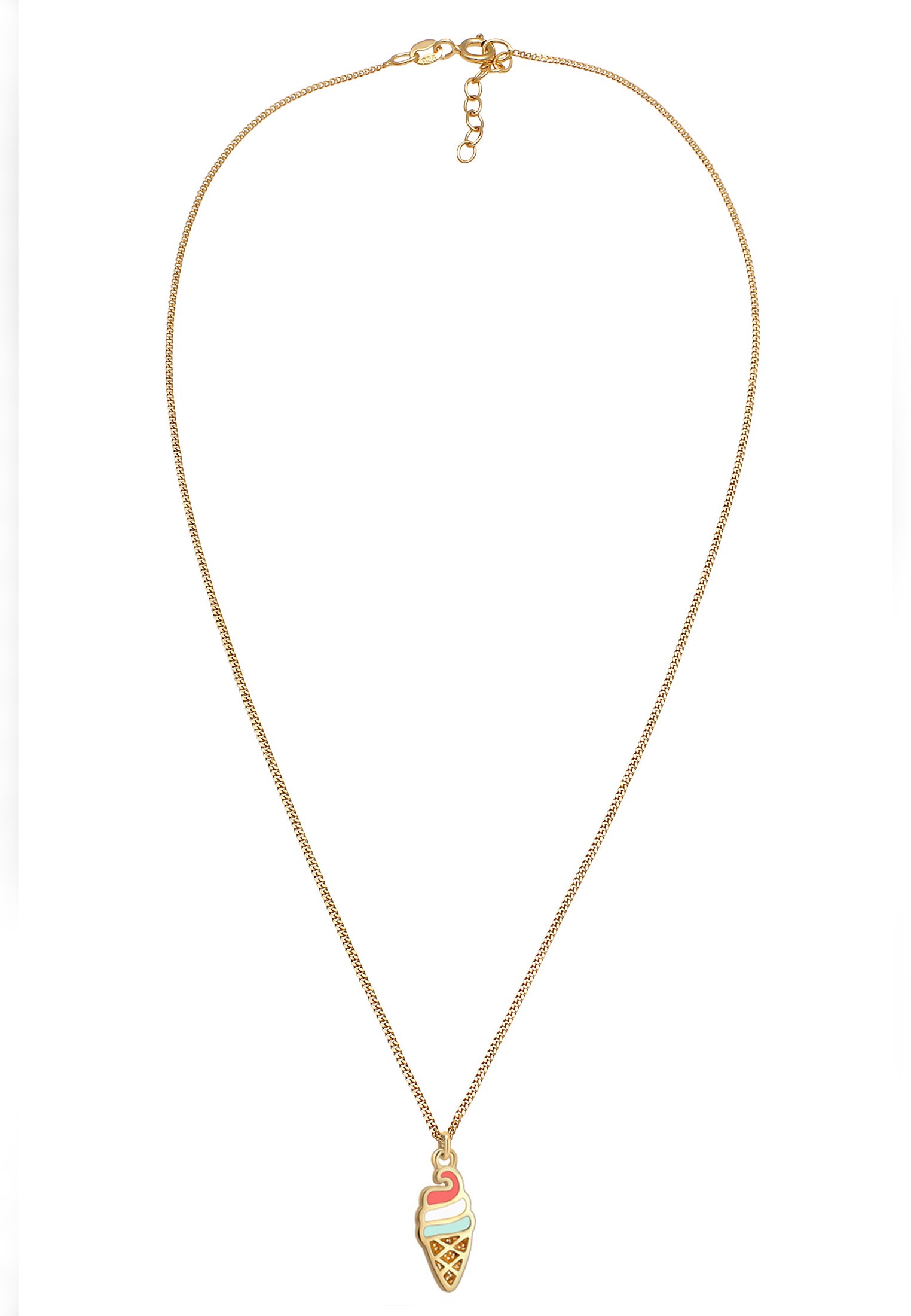 Elli Kette mit Anhänger »Kinder Eistüte Emaille 925 Sterling Silber vergoldet«