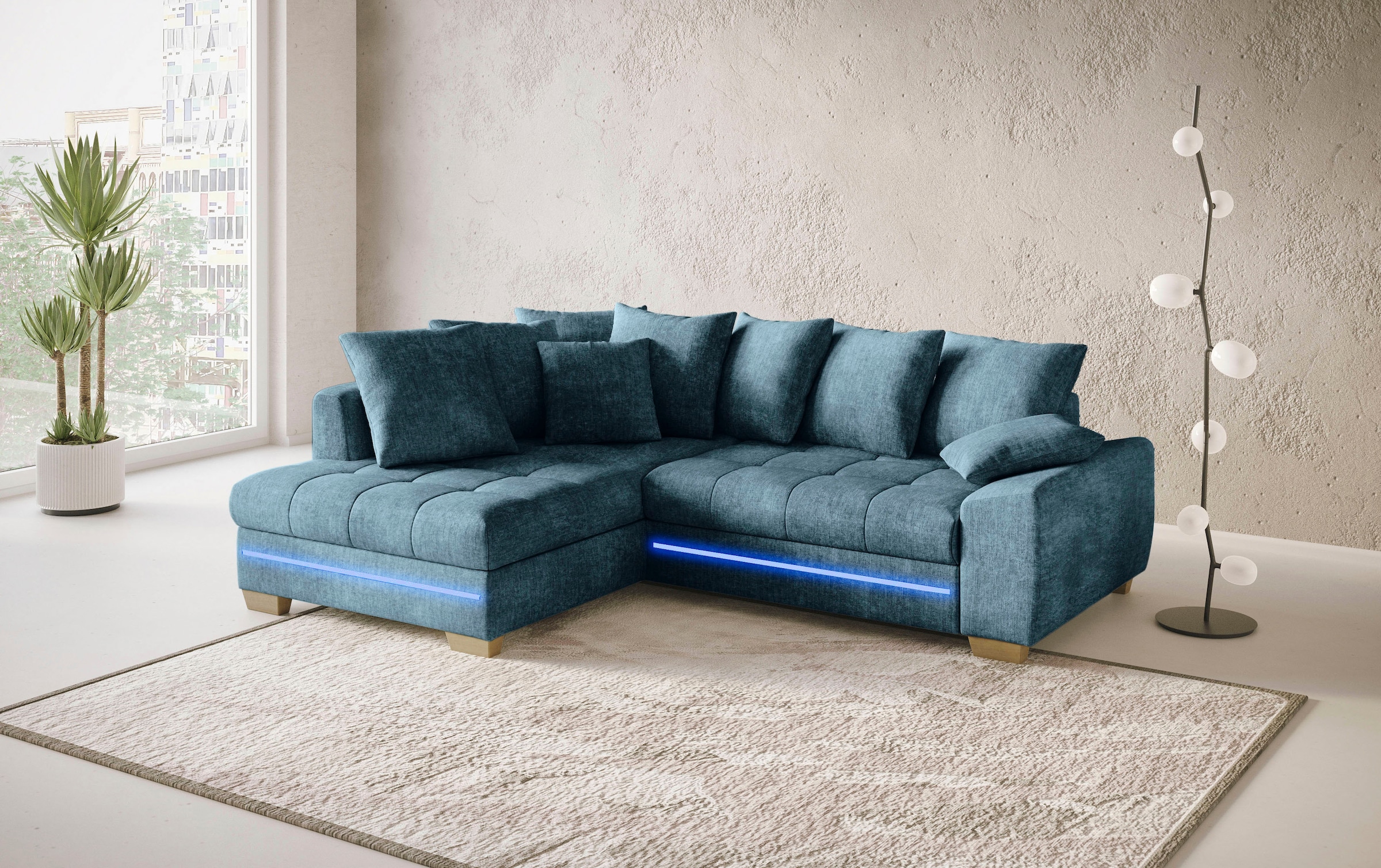 Mr. Couch Ecksofa »Nikita II, L-Form«, mit Kaltschaum, RGB-LED Beleuchtung, günstig online kaufen