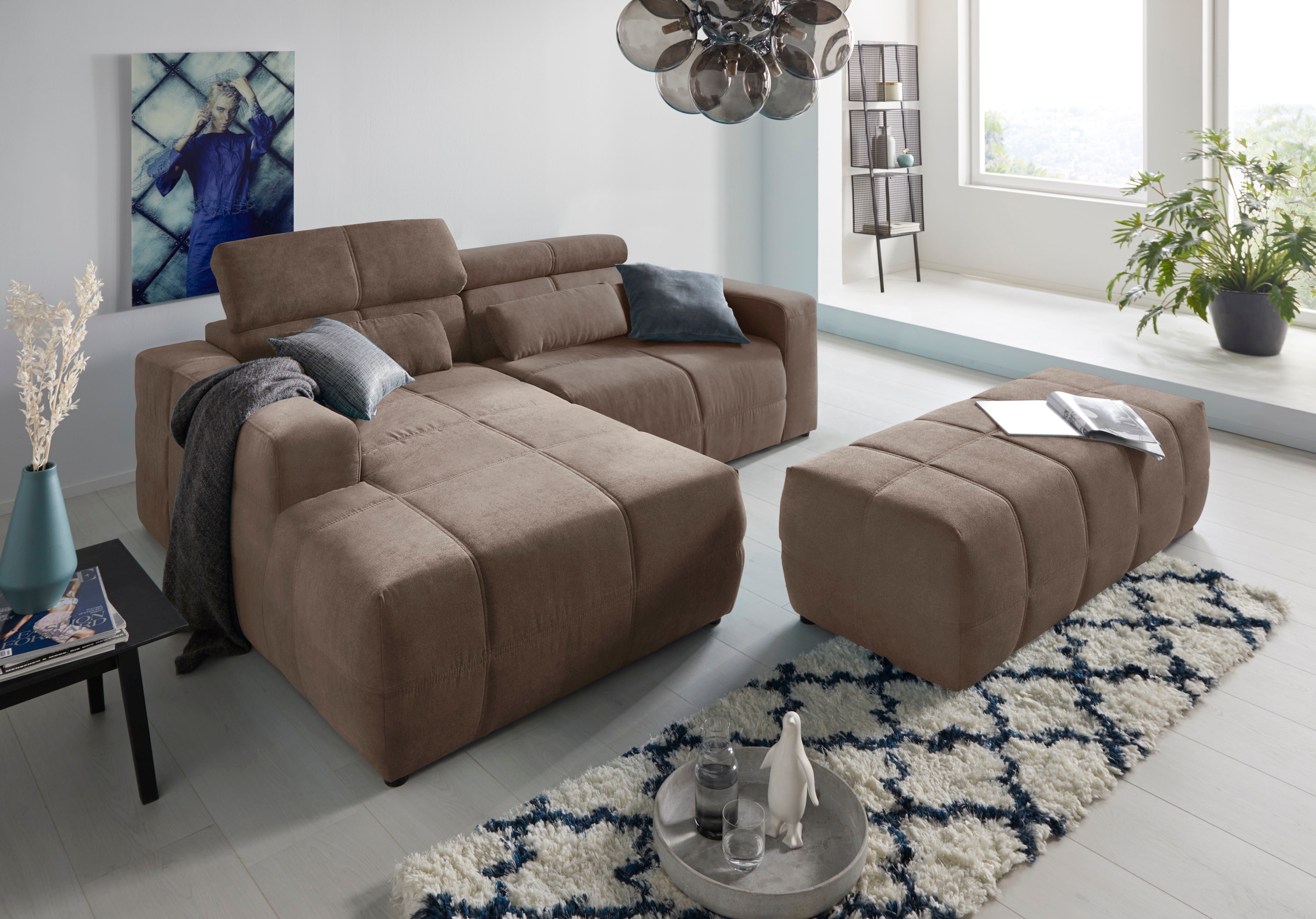 DOMO collection Ecksofa »Brandon, inkl. Kopfteilverstellung, B/T/H: 214/100 günstig online kaufen
