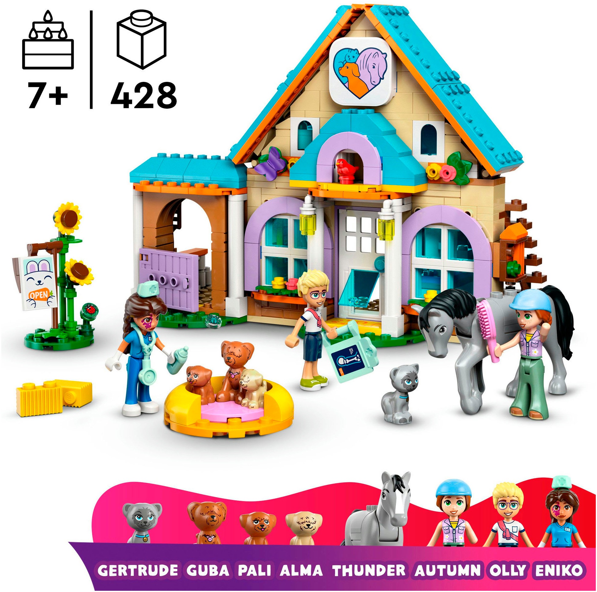 LEGO® Konstruktionsspielsteine »Tierarztpraxis für Pferde und Haustiere (42651), LEGO Friends«, (428 St.), Made in Europe