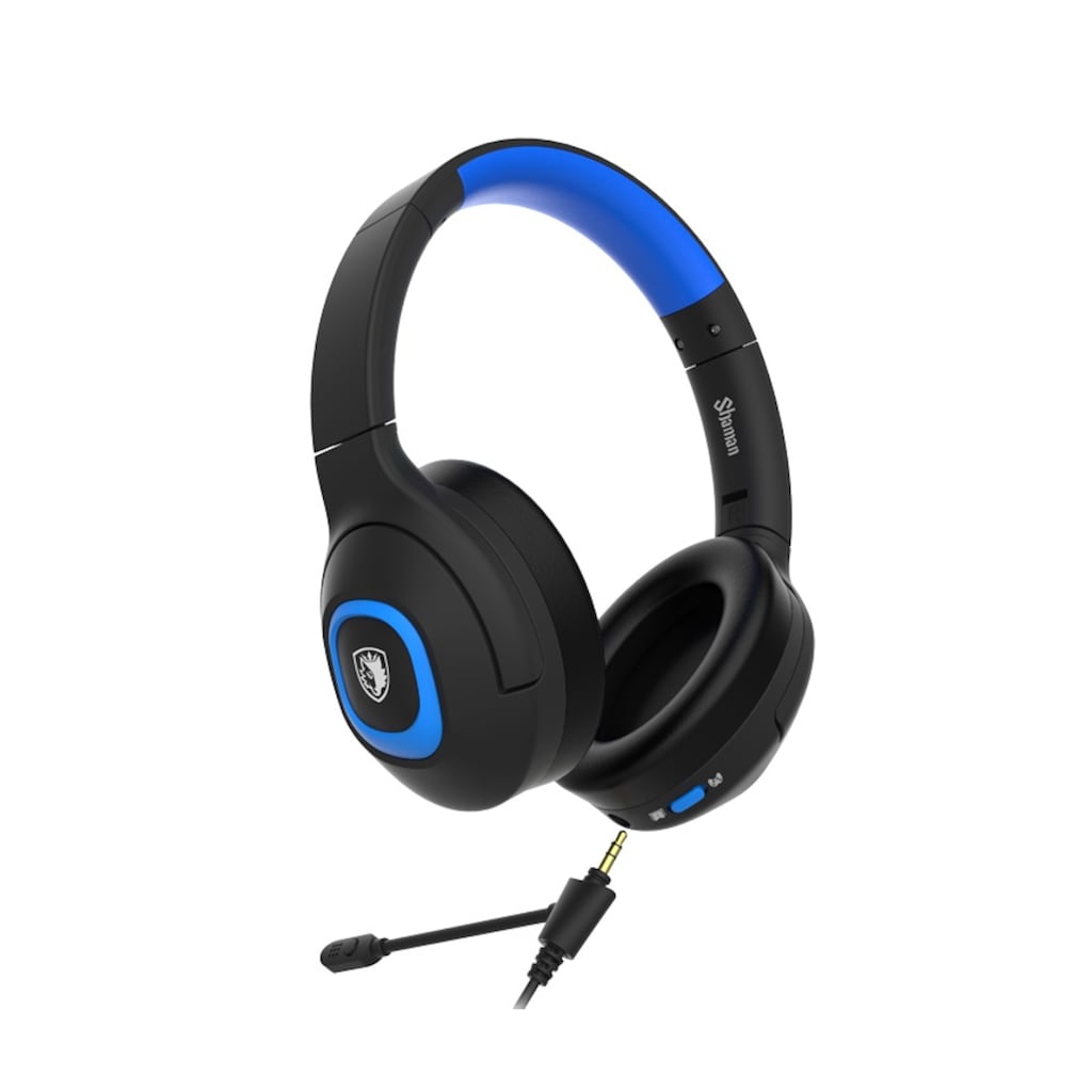 Sades Gaming-Headset »Shaman SA-724 Gaming Headset, schwarz/blau, USB, kabelgebunden«, Mikrofon abnehmbar