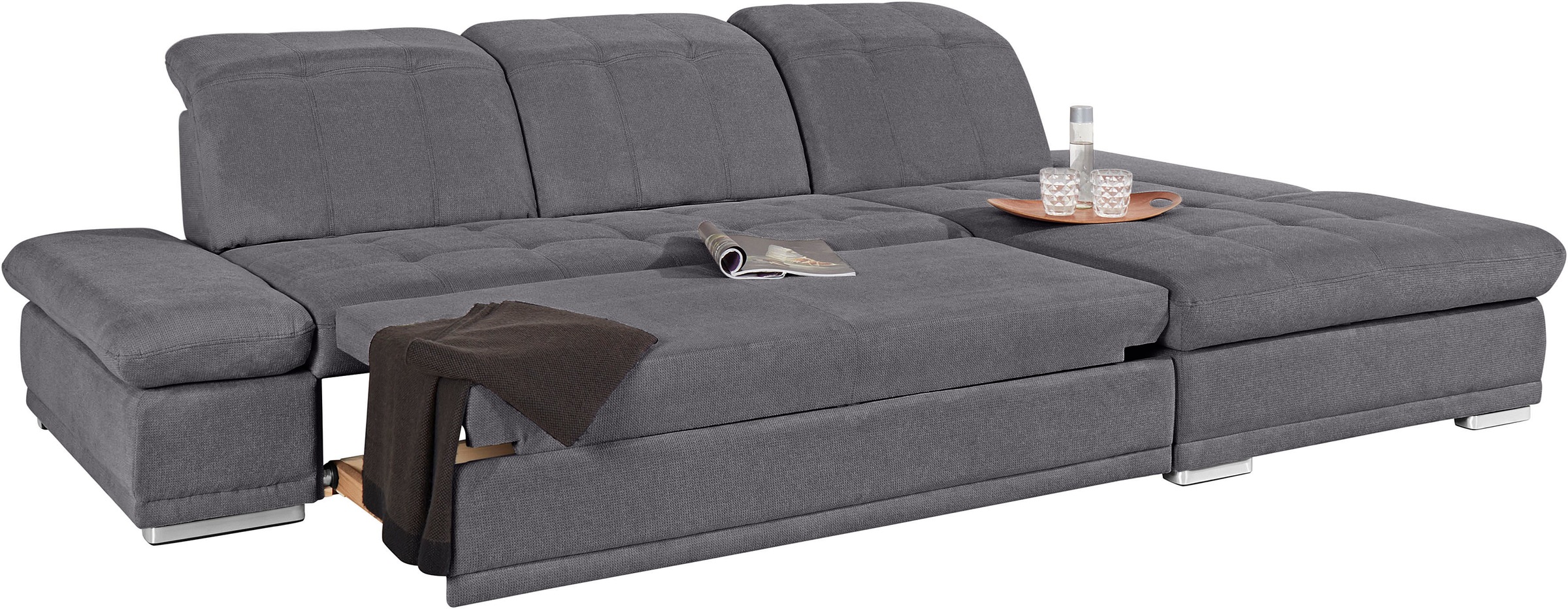 COTTA Ecksofa »Holiday L-Form mit Sitztiefen-, Armteil- und Kopfteilverstellung«, wahlweise mit Bettfunktion & Bettkasten