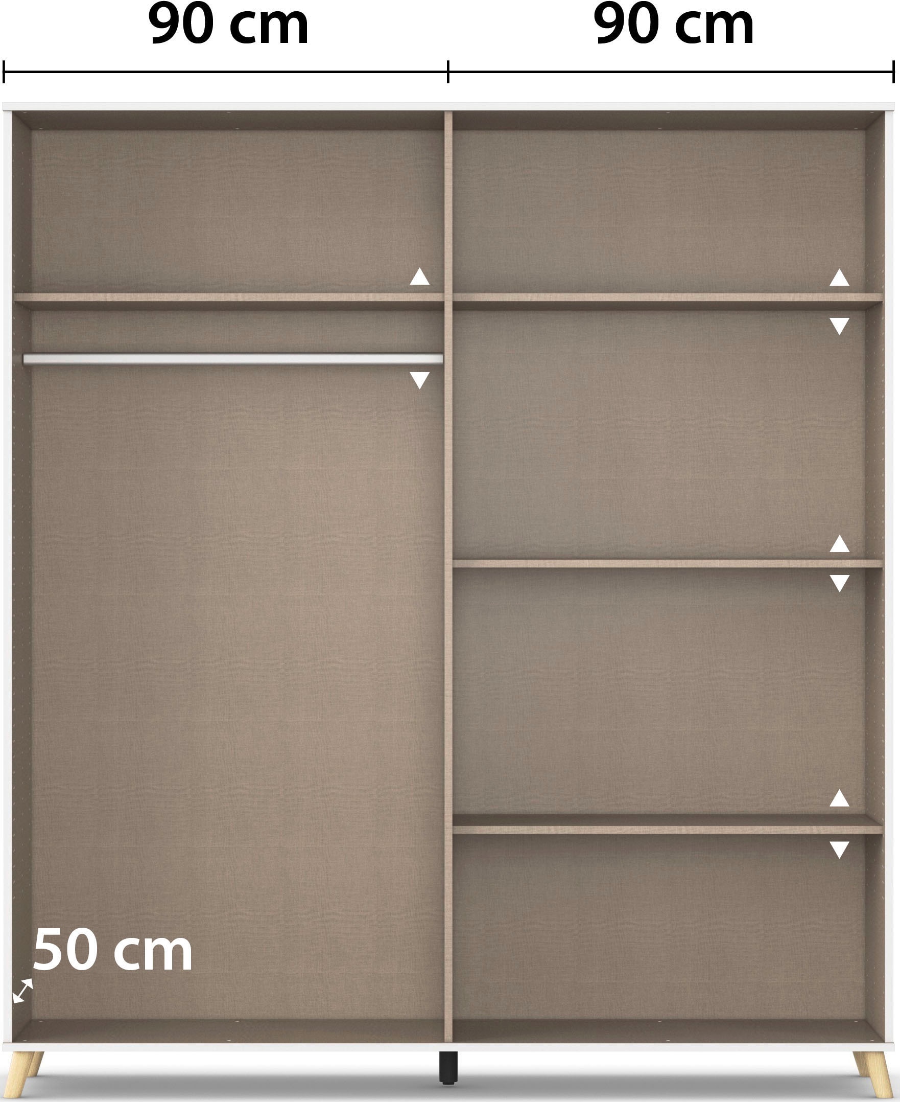 rauch Kleiderschrank »Ottos Choice Skandi Kinderzimmer Bestseller Schlafzimmerschrank FALUN« Breite 137/182, Höhe 203 cm,  im modernen Skandi-Look, Füße/Griffe Eiche massiv MADE IN GERMANY