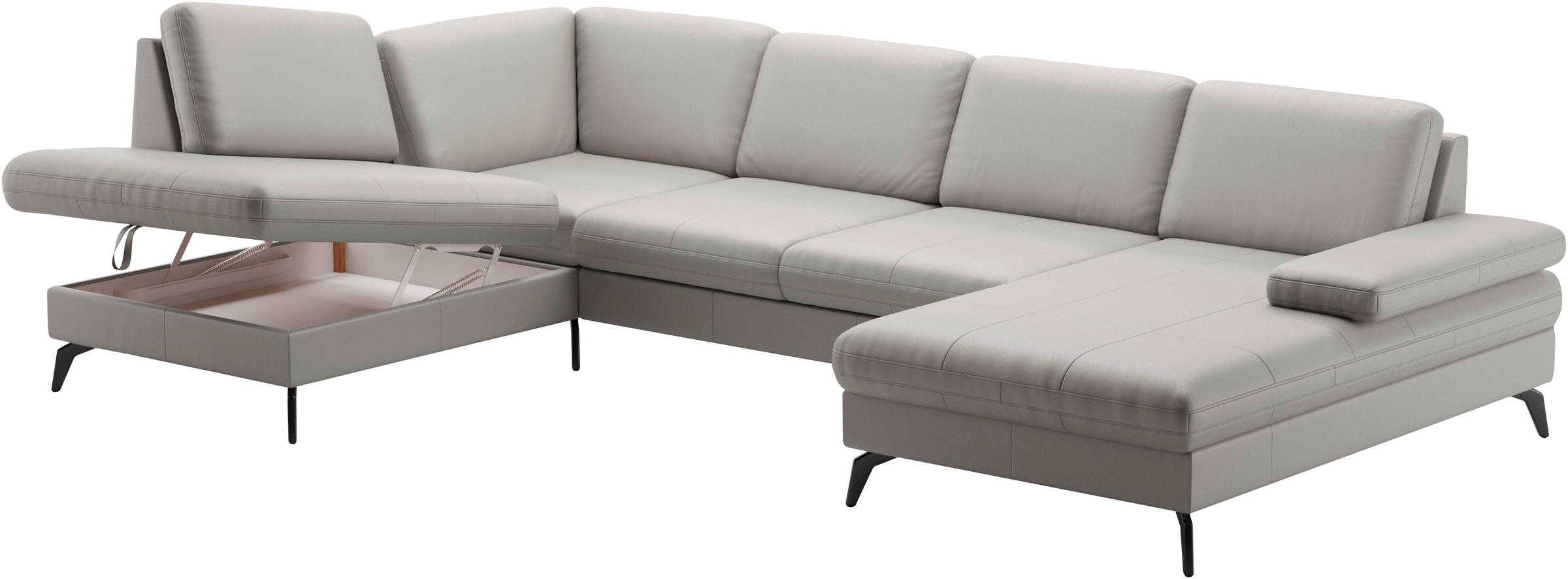 sit&more Wohnlandschaft »Morris U-Form, inkl. Sitztiefenverstellung«, wahlweise mit Armteilverstellung, Bettfunktion & Bettkasten