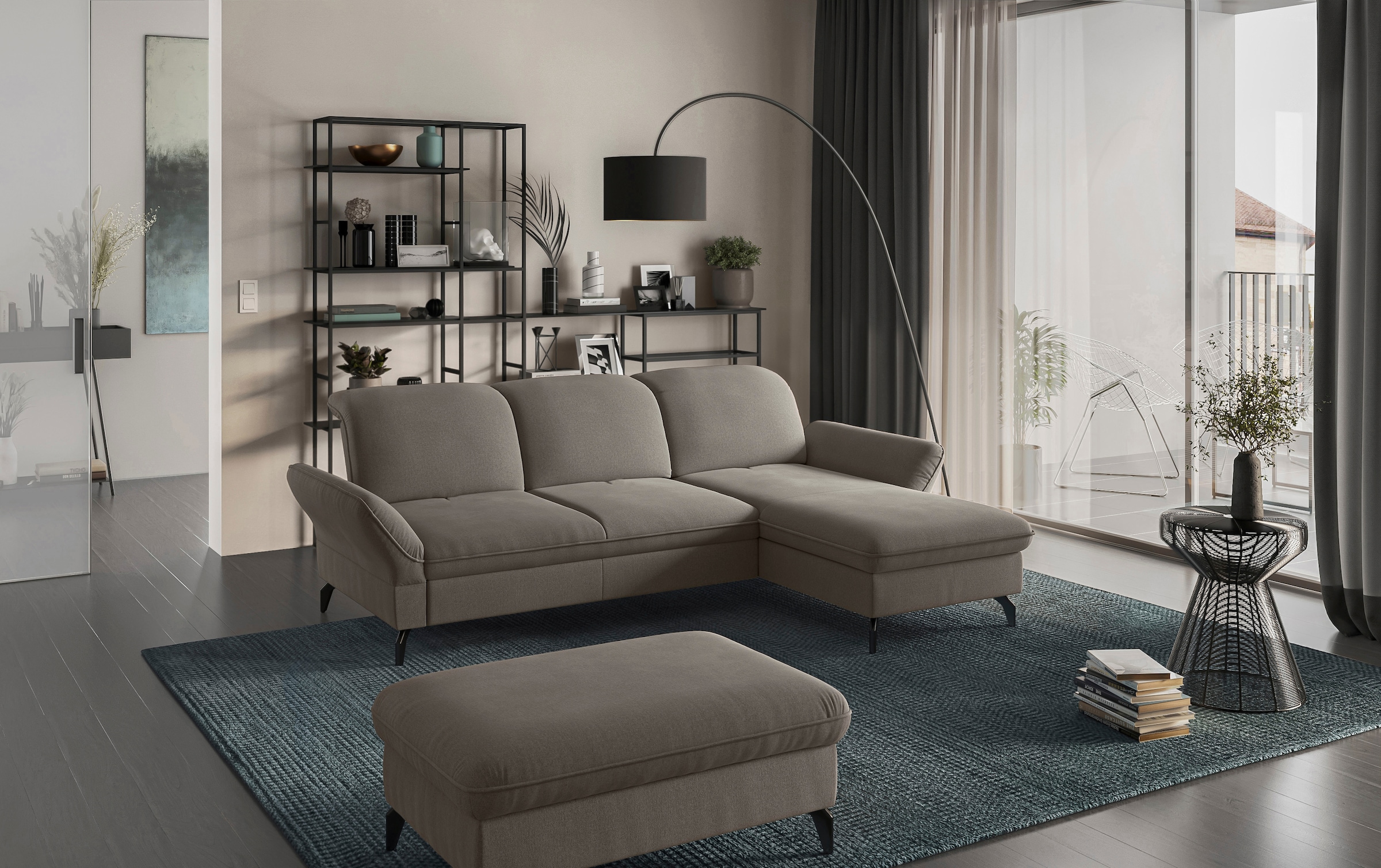 sit&more Polsterhocker »Leandro« mit schwarzen Metallfüßen