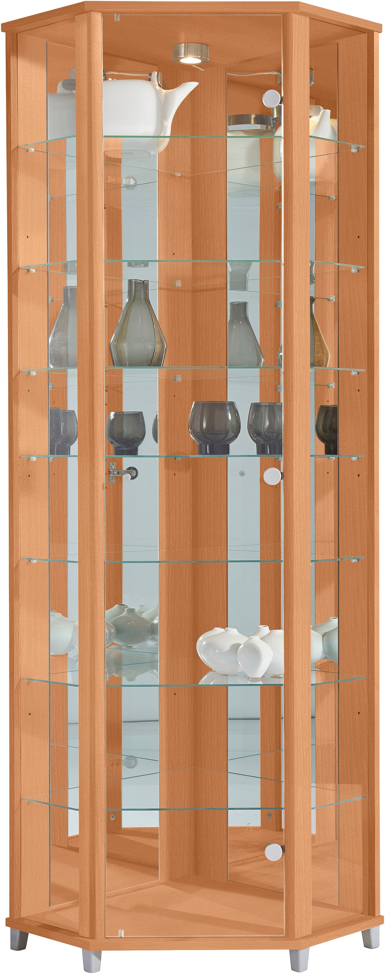 fif möbel Eckvitrine »TRIO Höhe ca. 172 cm, ink. Beleuchtung« Eckvitrine/Glasvitrine 1x Glastür, perfekt für Sammler, Sammlervitrine